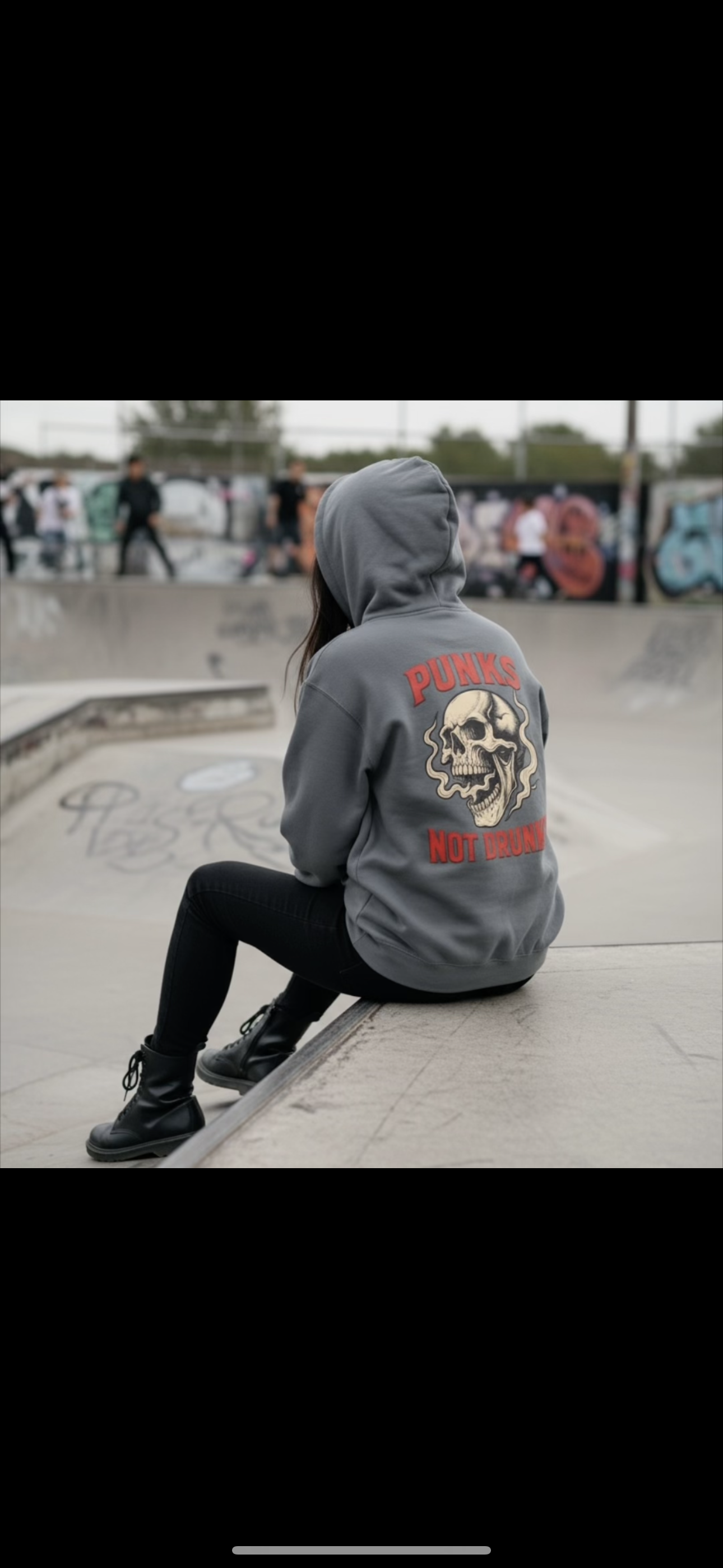 Punks Not Drunks Skull Hoodie — Punk Rock Graphic Pullover product thumbnail image