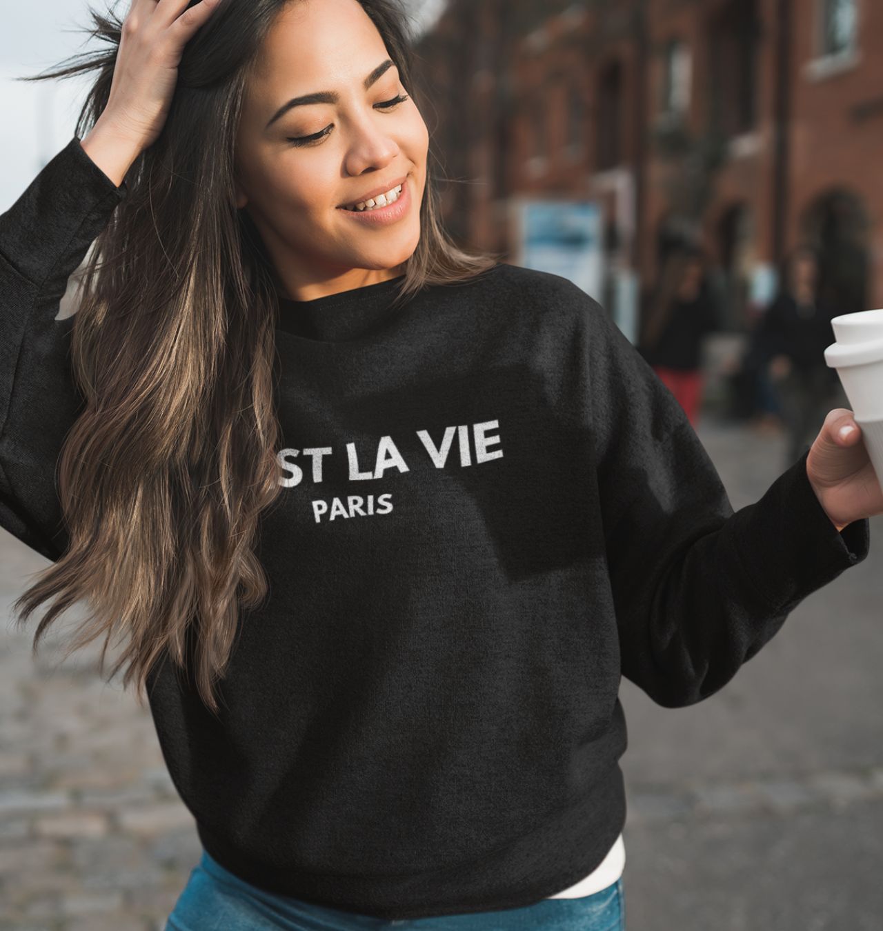 C'est La Vie Paris Unisex Sweatshirt French Phrase Crewneck, Chic Parisian Casual