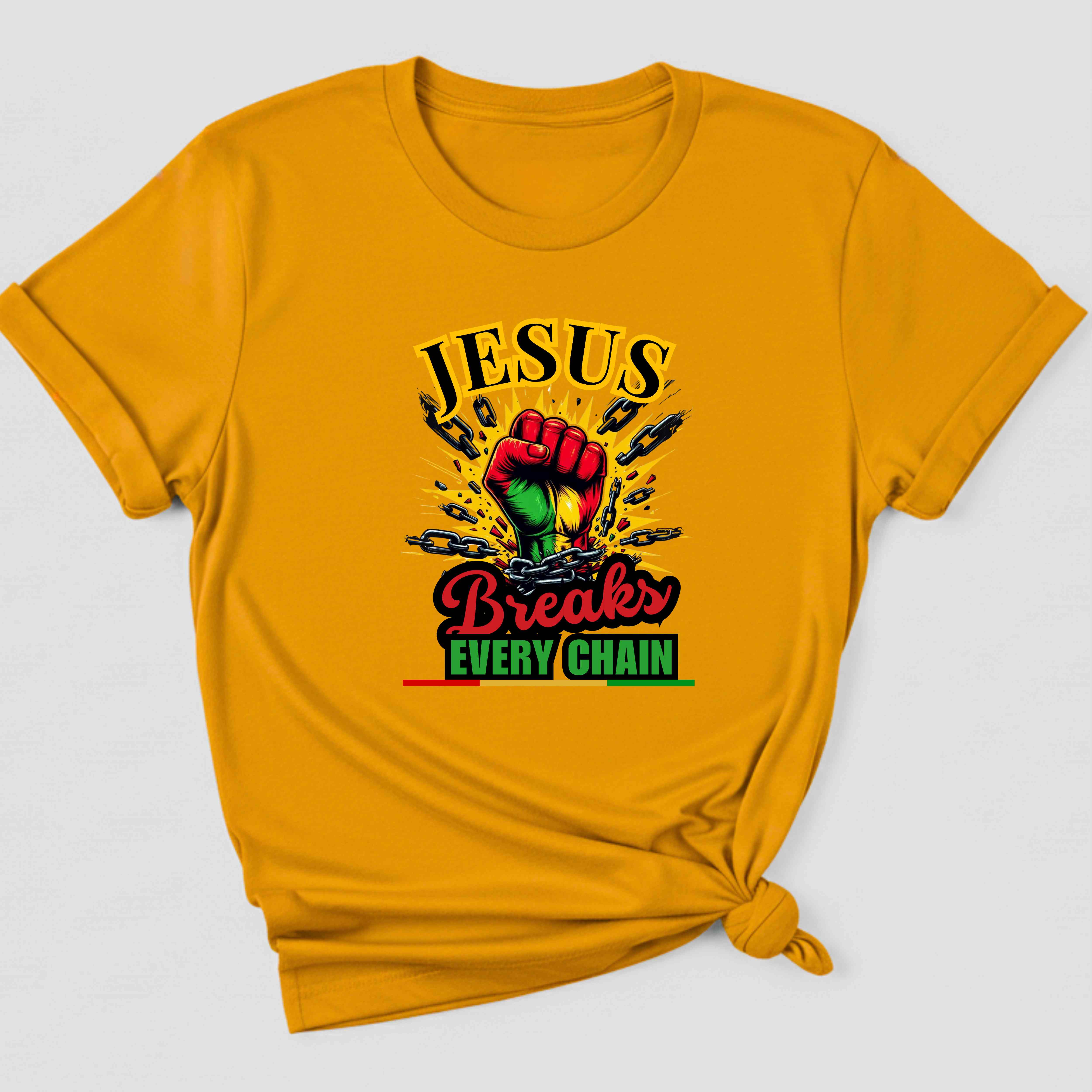 "Jesus Breaks Every Chain" Christian Women's T-Shirt – Faith-Based Christian Women's Cotton Short Sleeve T-Shirt product thumbnail image "Jesus Breaks Every Chain" Christian Women's T-Shirt – Faith-Based Christian Women's Cotton Short Sleeve T-Shirt product thumbnail image