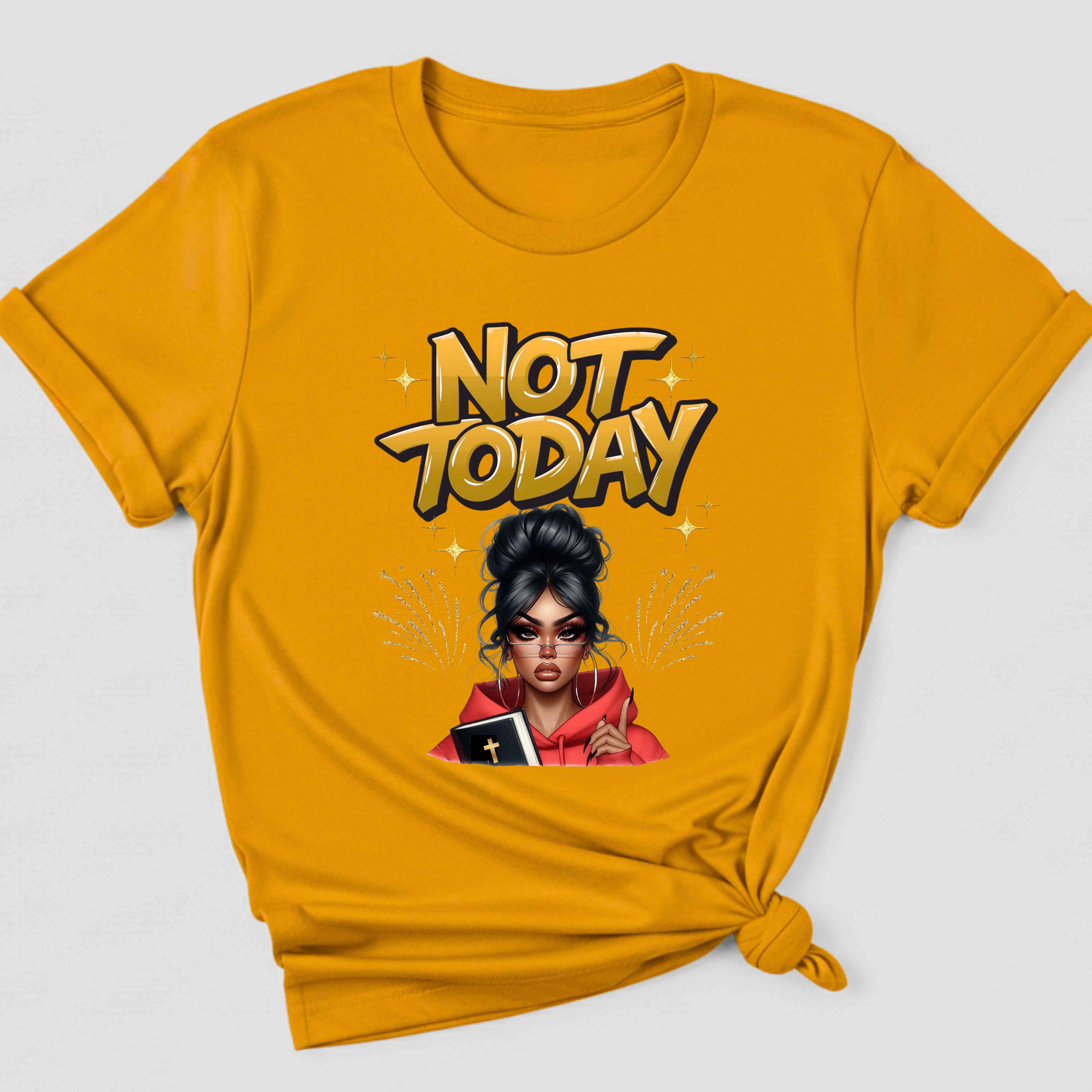 "Not Today" Christian Women's Cotton Short Sleeve T-Shirt – Faith-Based Apparel, Motivational Message product thumbnail image