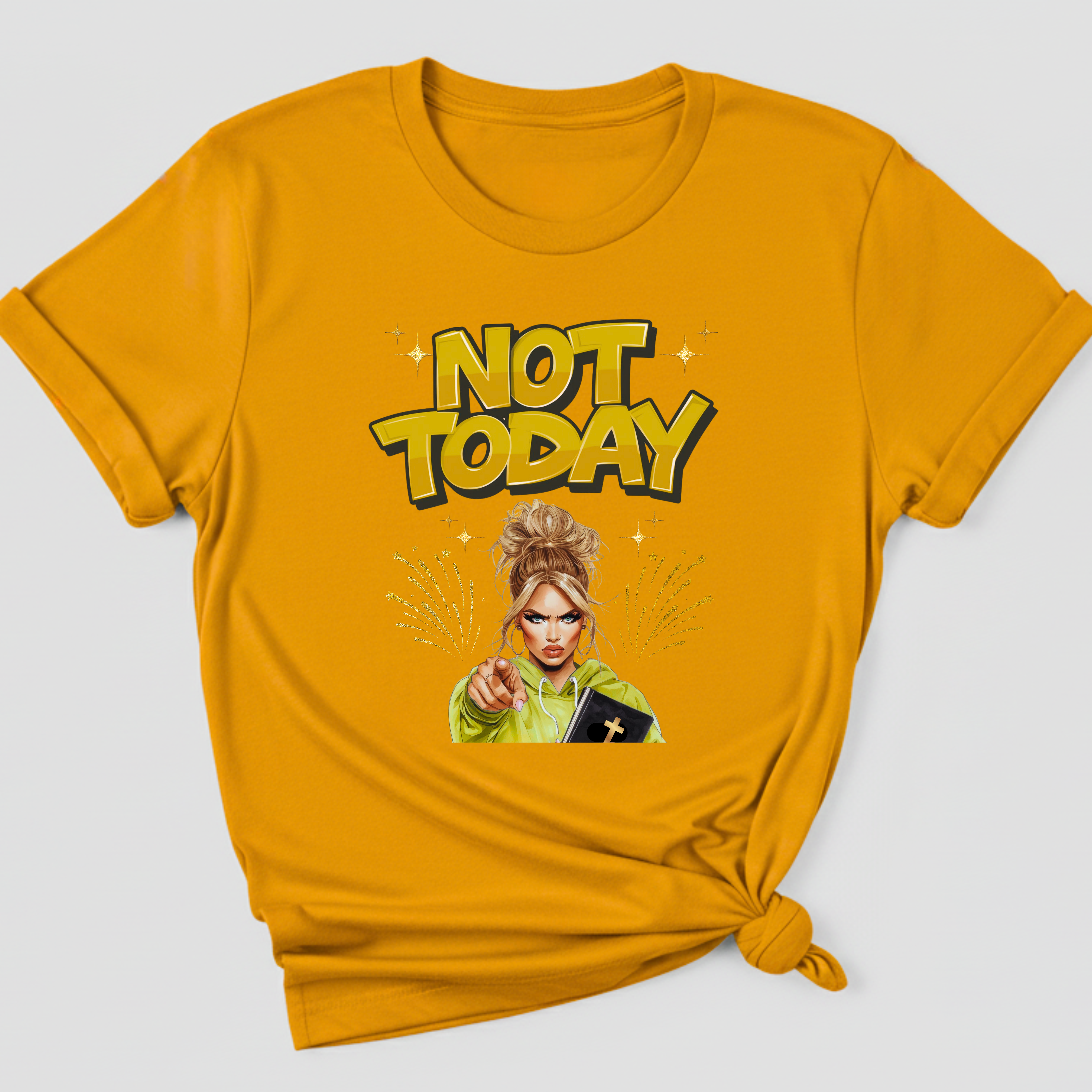 Not Today Faith-Based Christian Women's Cotton Short Sleeve T-Shirt, Motivational, Inspirational Message product thumbnail image