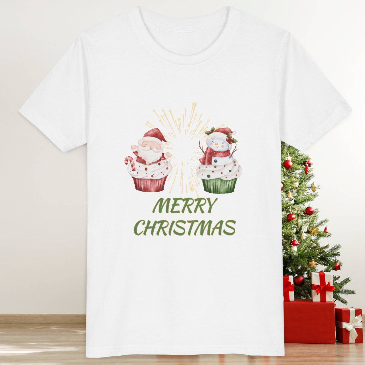 Youth Tee — Merry Christmas Cupcake Santa Holiday T‑Shirt - Family Matching Tee product thumbnail image