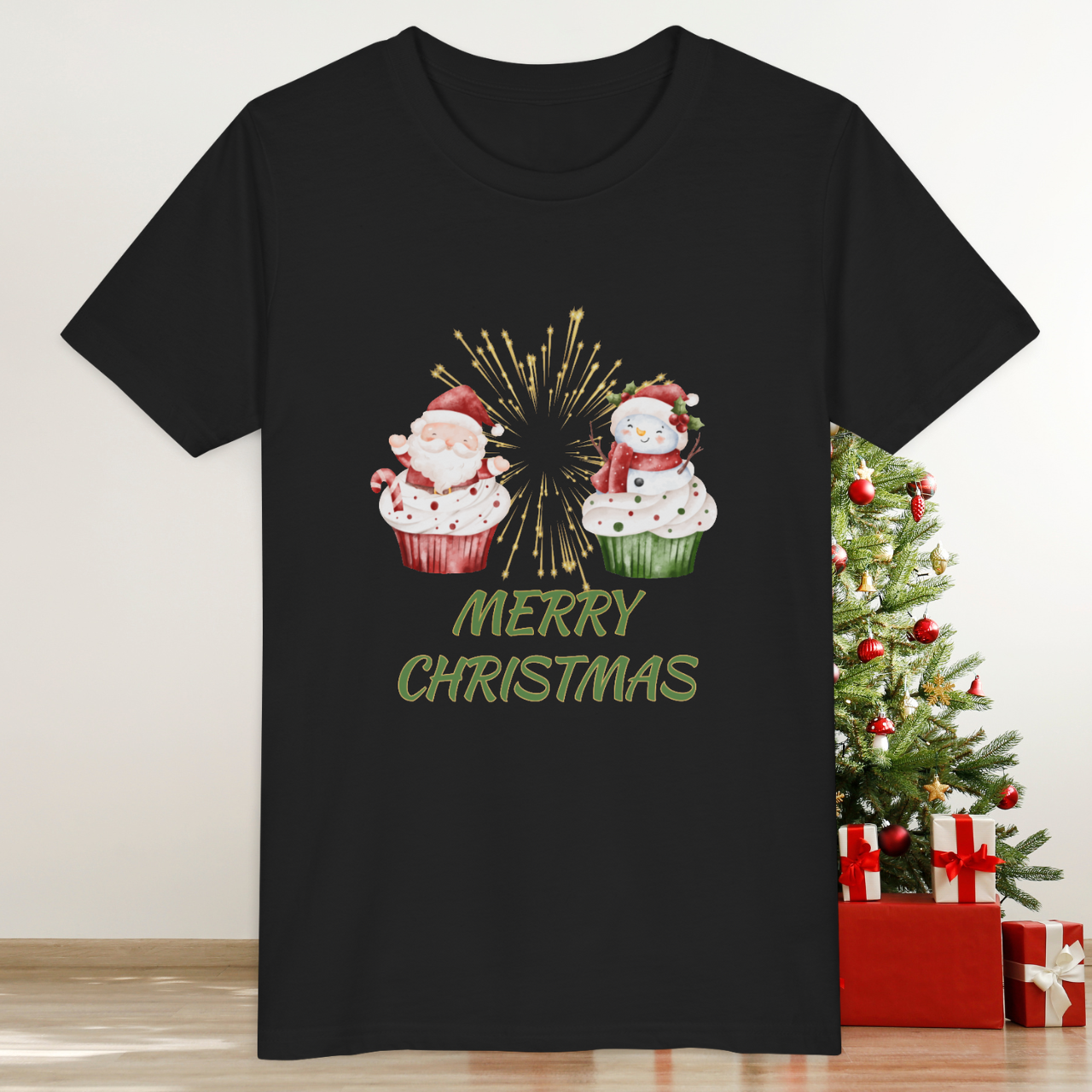 Youth Tee — Merry Christmas Cupcake Santa Holiday T‑Shirt - Family Matching Tee product thumbnail image Youth Tee — Merry Christmas Cupcake Santa Holiday T‑Shirt - Family Matching Tee product thumbnail image