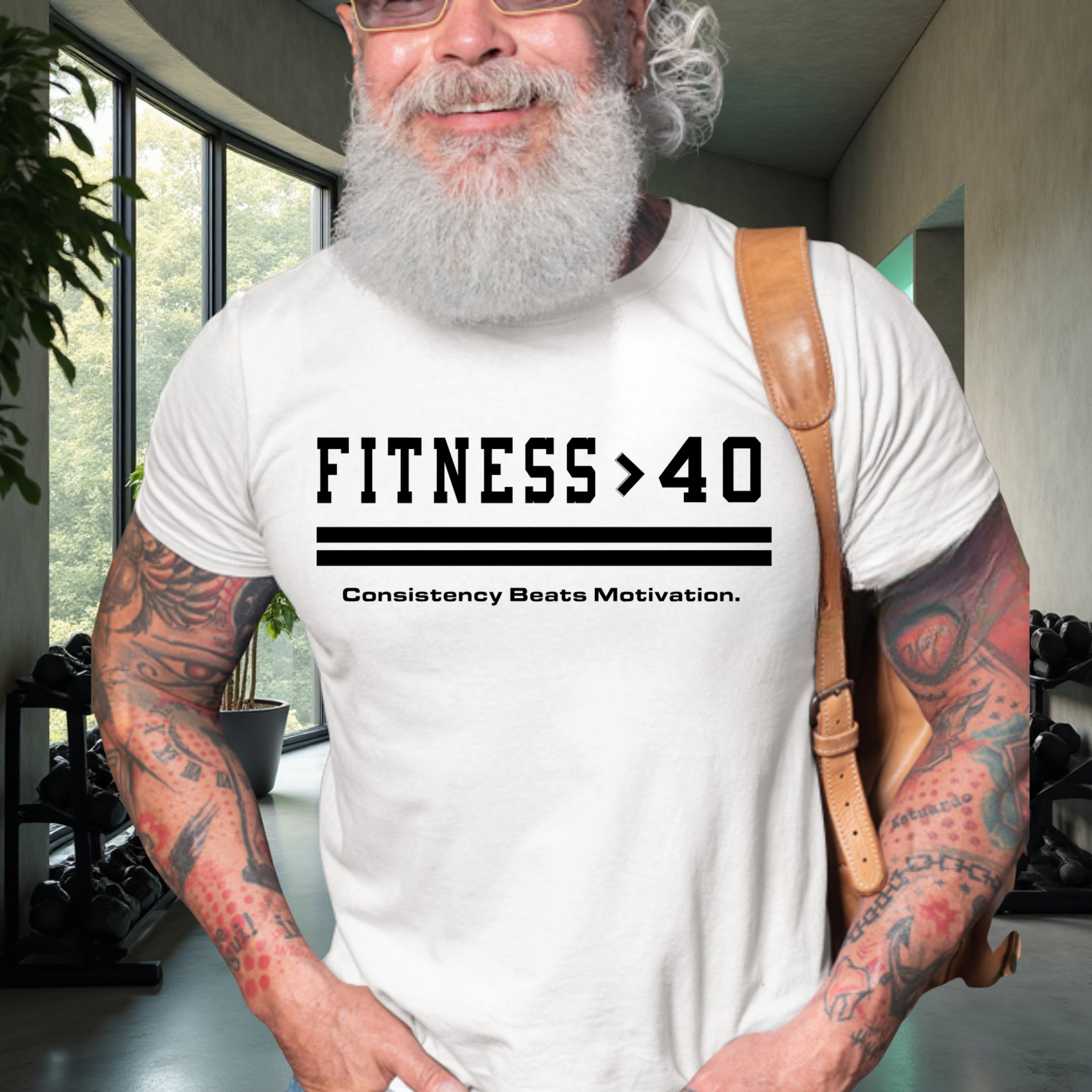 Fitness > 40 – Consistency Beats Motivation Tee Fitness > 40 – Consistency Beats Motivation Tee