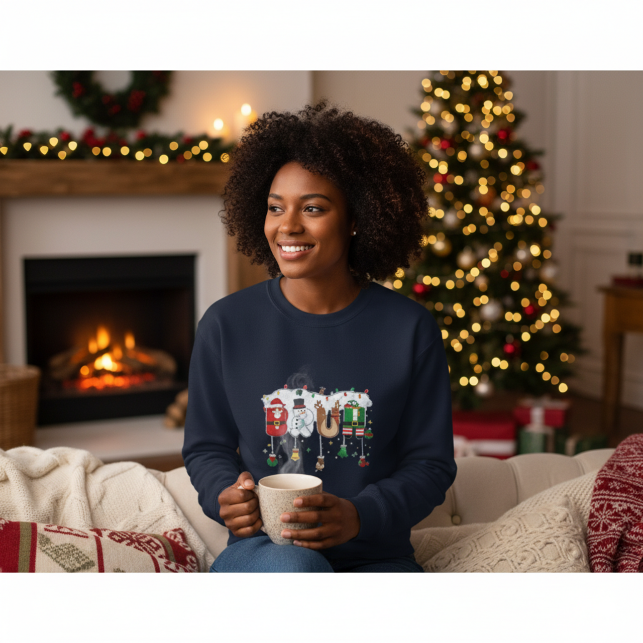 Brun Christmas Sweatshirt — Holiday Ornament Lettering Crewneck product thumbnail image Brun Christmas Sweatshirt — Holiday Ornament Lettering Crewneck product thumbnail image