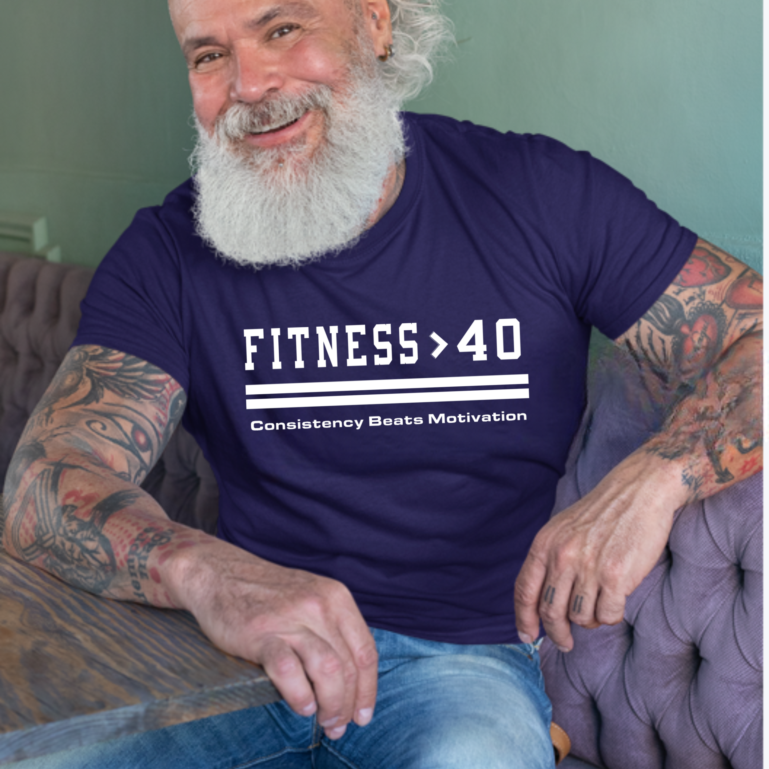 Fitness &gt; 40 – Consistency Beats Motivation Tee product thumbnail image