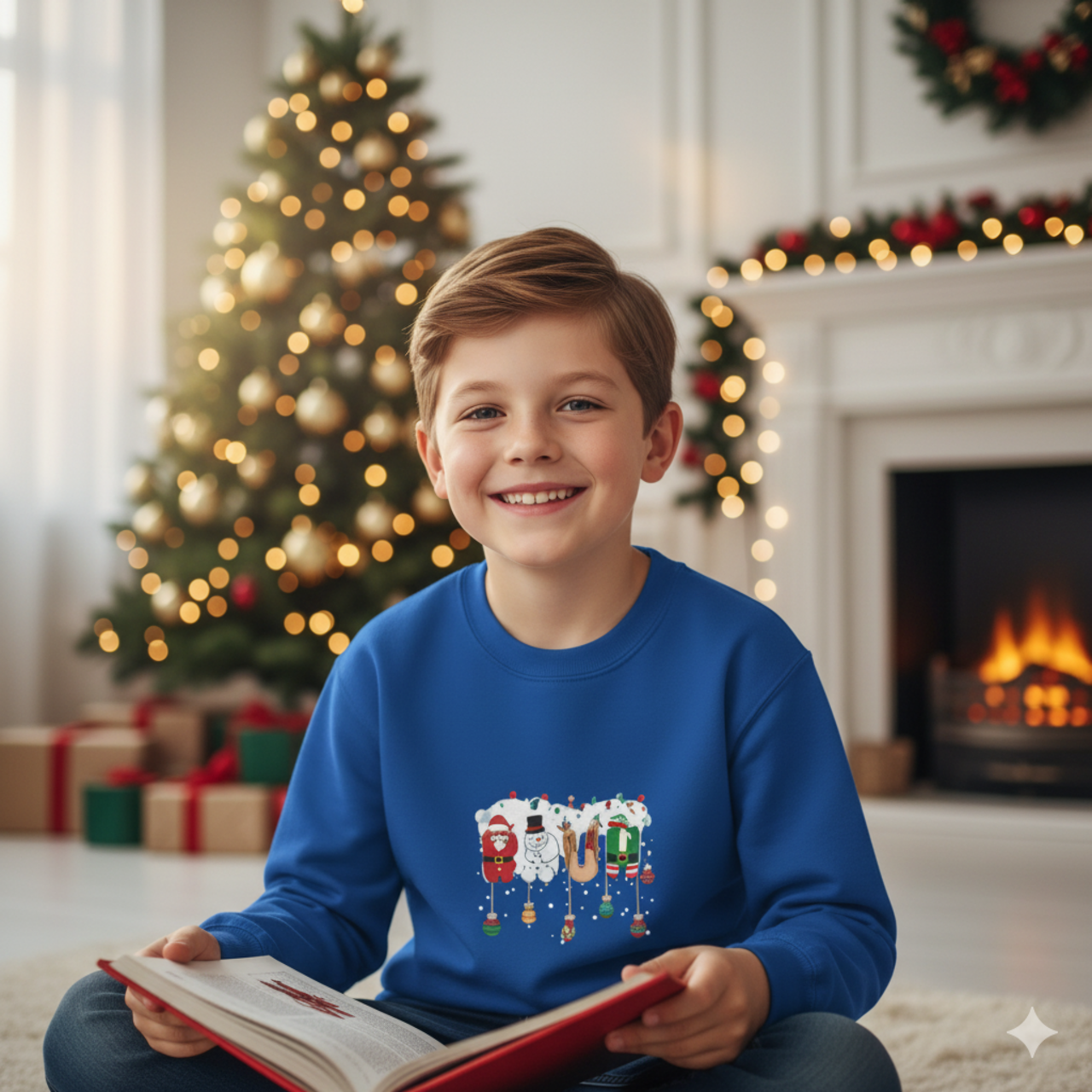 Youth Crewneck Sweatshirt — Christmas Elf & Holiday Ornament Graphic product thumbnail image Youth Crewneck Sweatshirt — Christmas Elf & Holiday Ornament Graphic product thumbnail image