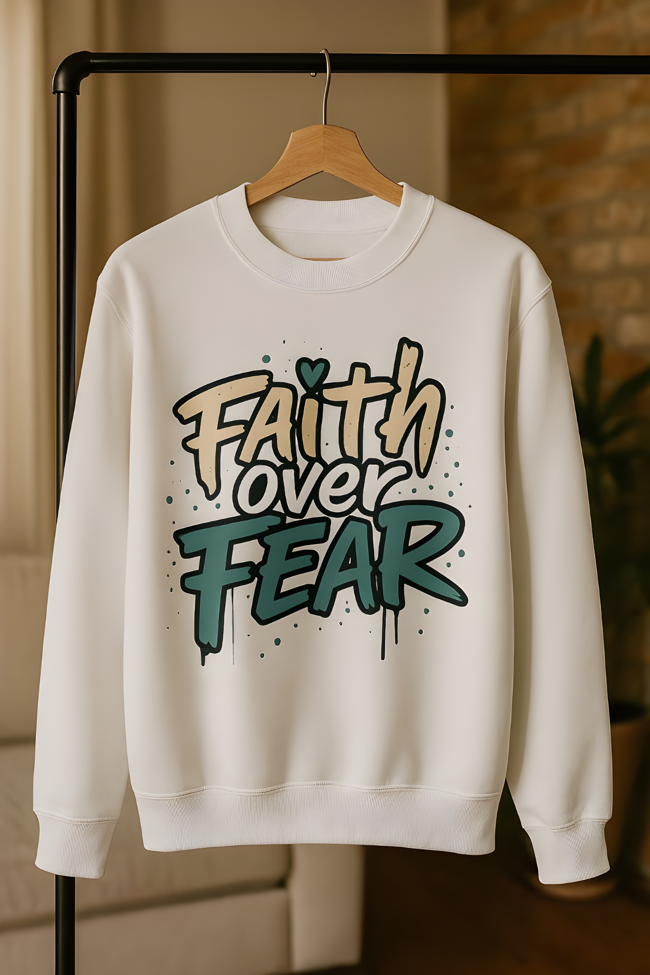 Faith Over Fear Christian Sweatshirt Pullover — Inspirational Bible Verse Pullover | Comfortable Faith-Based Crewneck, Faith, Christian Apparel, Sweater product thumbnail image Faith Over Fear Christian Sweatshirt Pullover — Inspirational Bible Verse Pullover | Comfortable Faith-Based Crewneck, Faith, Christian Apparel, Sweater product thumbnail image