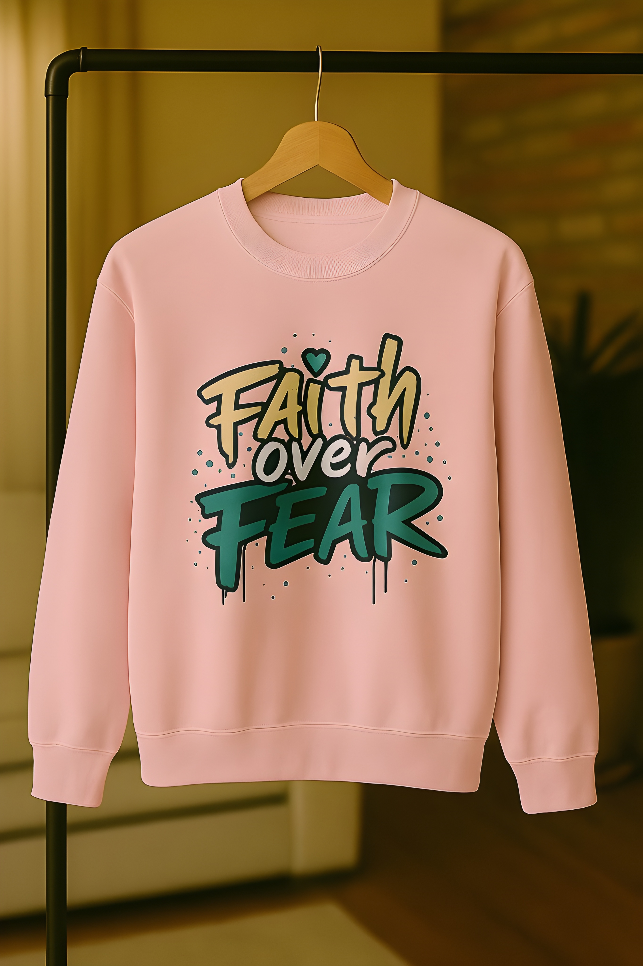 Faith Over Fear Christian Sweatshirt Pullover — Inspirational Bible Verse Pullover | Comfortable Faith-Based Crewneck, Faith, Christian Apparel, Sweater