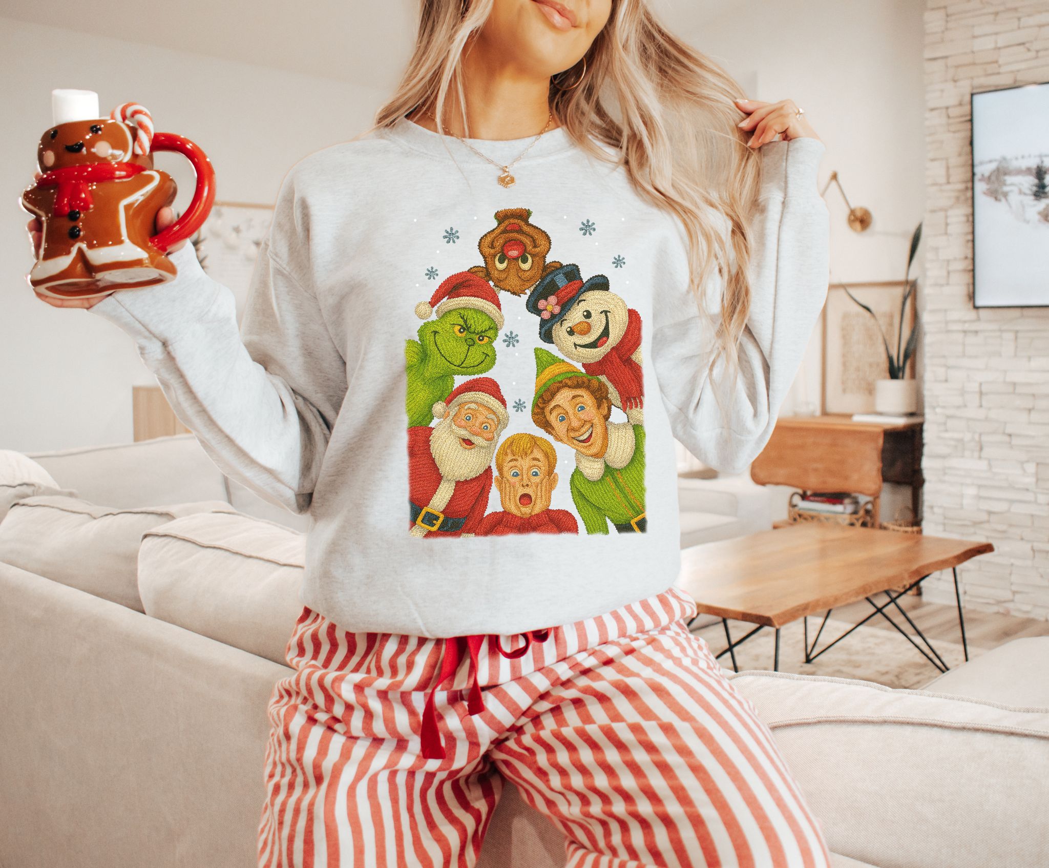 “Main Men of Christmas” Faux Yarn Sweatshirt 🎅🏼🦌💚 product thumbnail image “Main Men of Christmas” Faux Yarn Sweatshirt 🎅🏼🦌💚 product thumbnail image