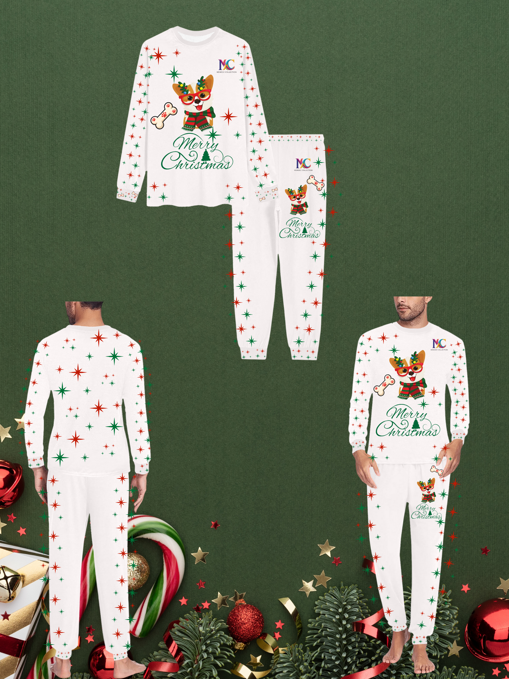 Men’s Shiba Inu Christmas Pajama Set | Cozy Holiday Sleepwear Gift for Dog Lovers | Comfortable Matching PJs product thumbnail image