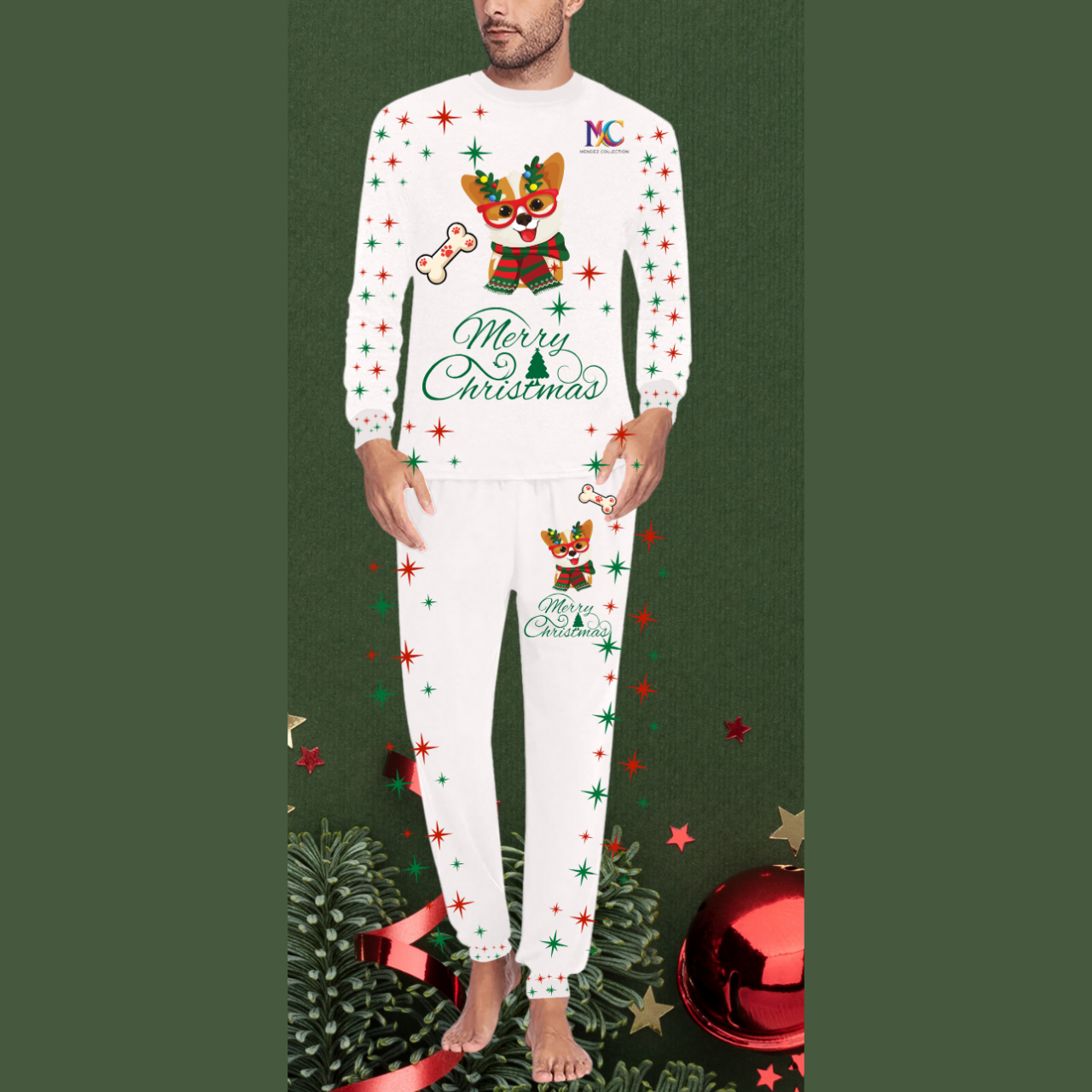 Men’s Shiba Inu Christmas Pajama Set | Cozy Holiday Sleepwear Gift for Dog Lovers | Comfortable Matching PJs product thumbnail image