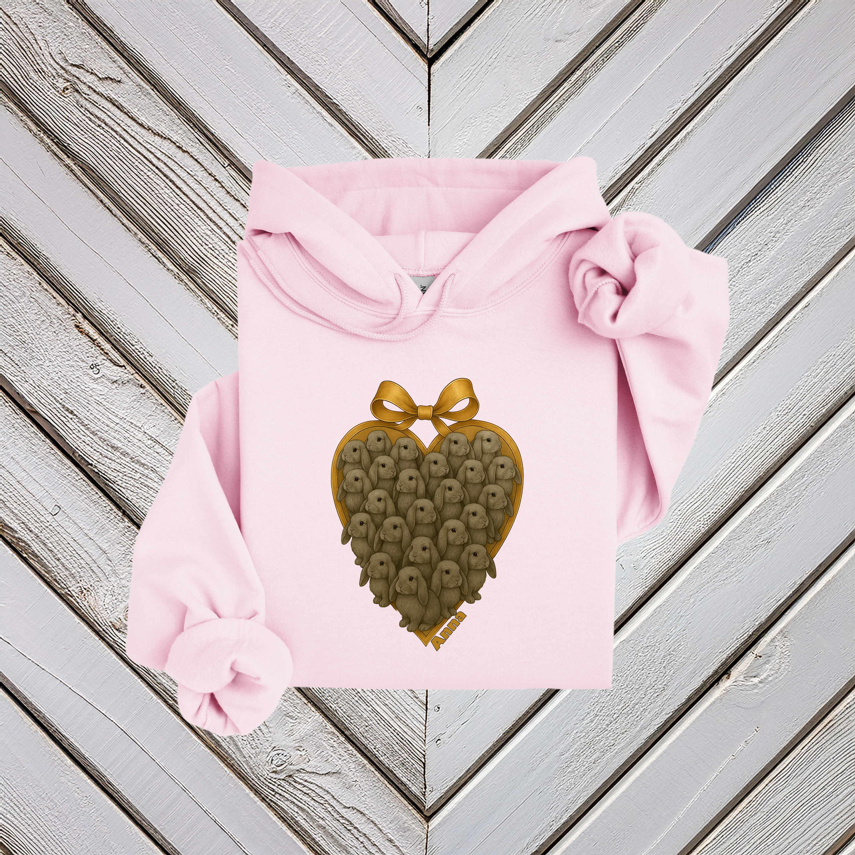 Bunny Rabbit Heart Youth Heavy Blend Hooded Sweatshirt Coquette Bow, Gift for Girl Daughter Niece, Pink Sweat Shirt, Red Bunnies Shirts product thumbnail image