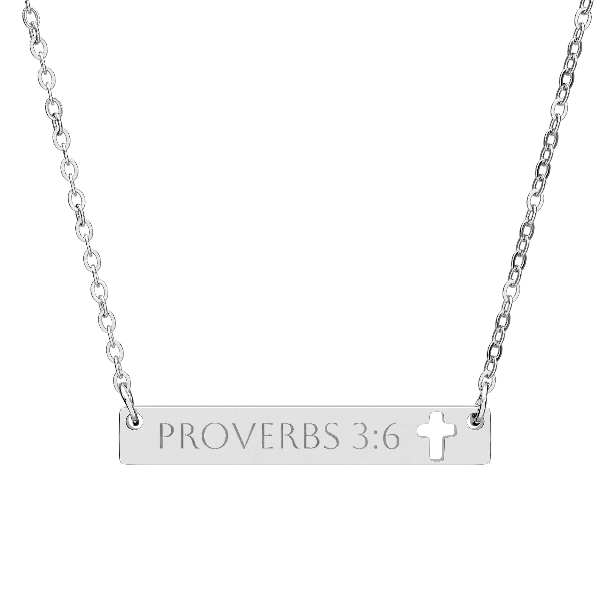 Proverbs 3:6 Cutout Cross Bar Necklace | Engraved Scripture Pendant | COLLECTION II: GUIDED product thumbnail image Proverbs 3:6 Cutout Cross Bar Necklace | Engraved Scripture Pendant | COLLECTION II: GUIDED product thumbnail image