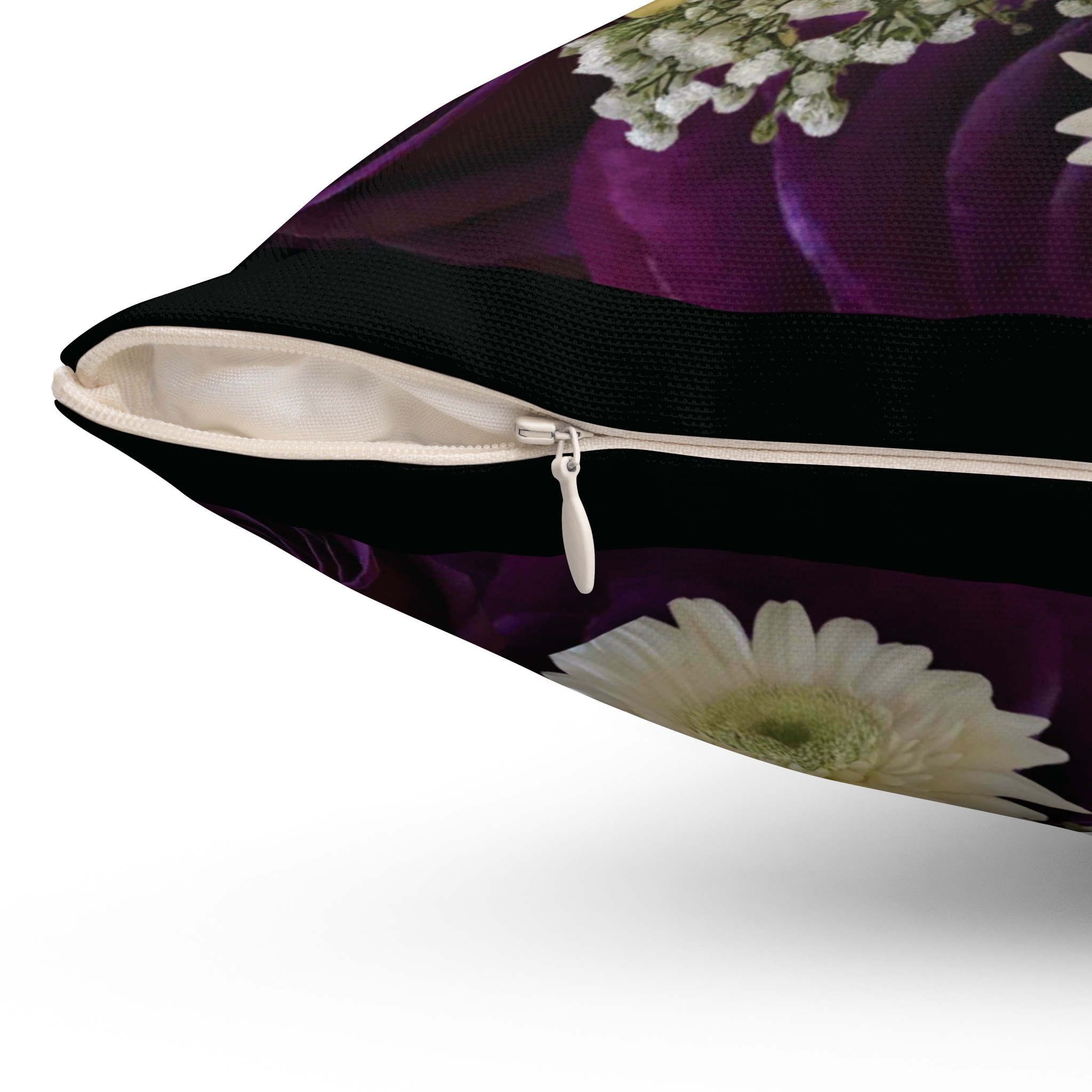 Sunflowers and Purple Roses Floral Square Pillow | Floral Decorative Pillow product thumbnail image