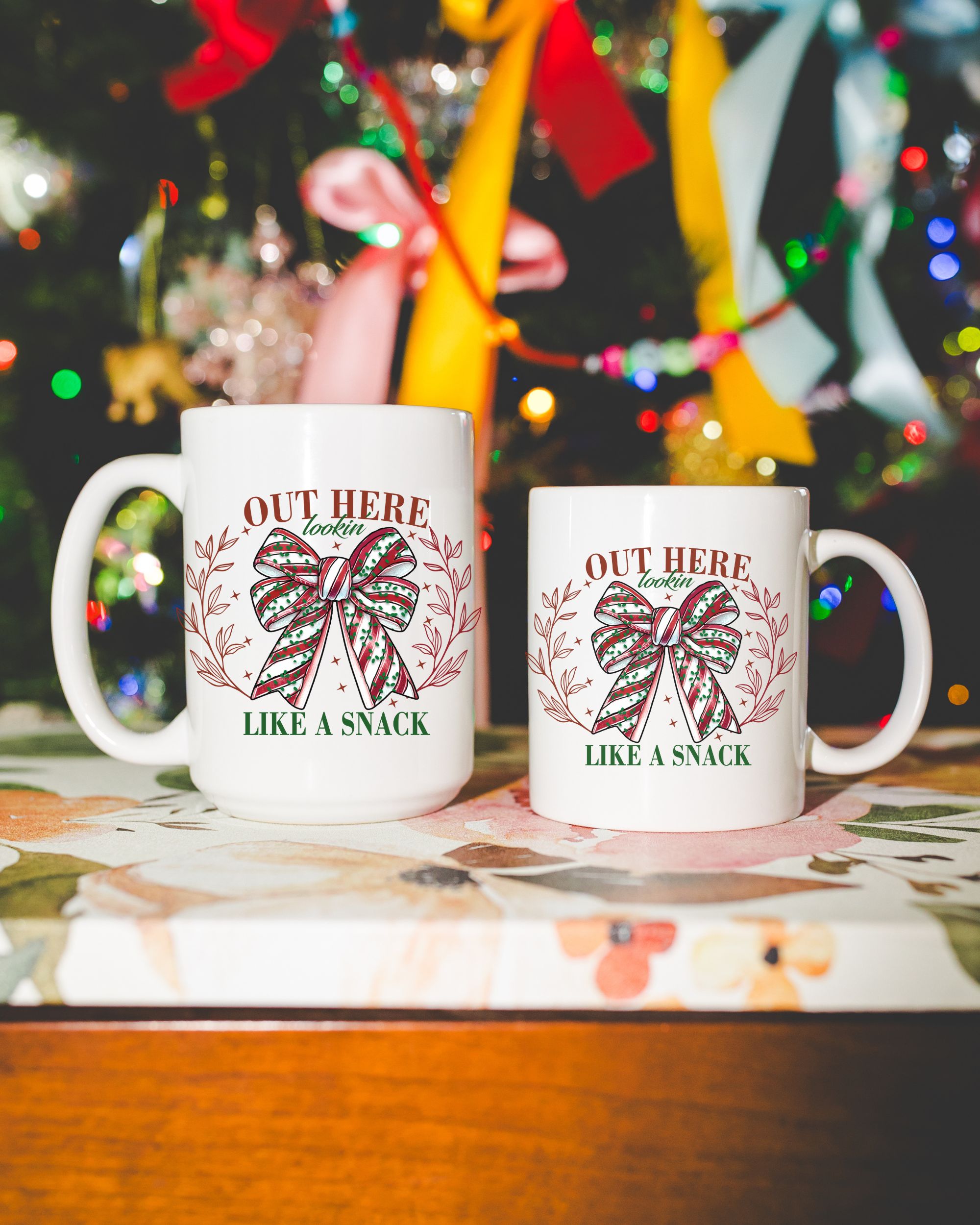 Out Here Lookin’ Like a Snack Christmas Tree Cake Mug – Coquette Bow Ceramic Holiday Cup, Cute Funny Christmas Gift for Moms & Besties product thumbnail image Out Here Lookin’ Like a Snack Christmas Tree Cake Mug – Coquette Bow Ceramic Holiday Cup, Cute Funny Christmas Gift for Moms & Besties product thumbnail image