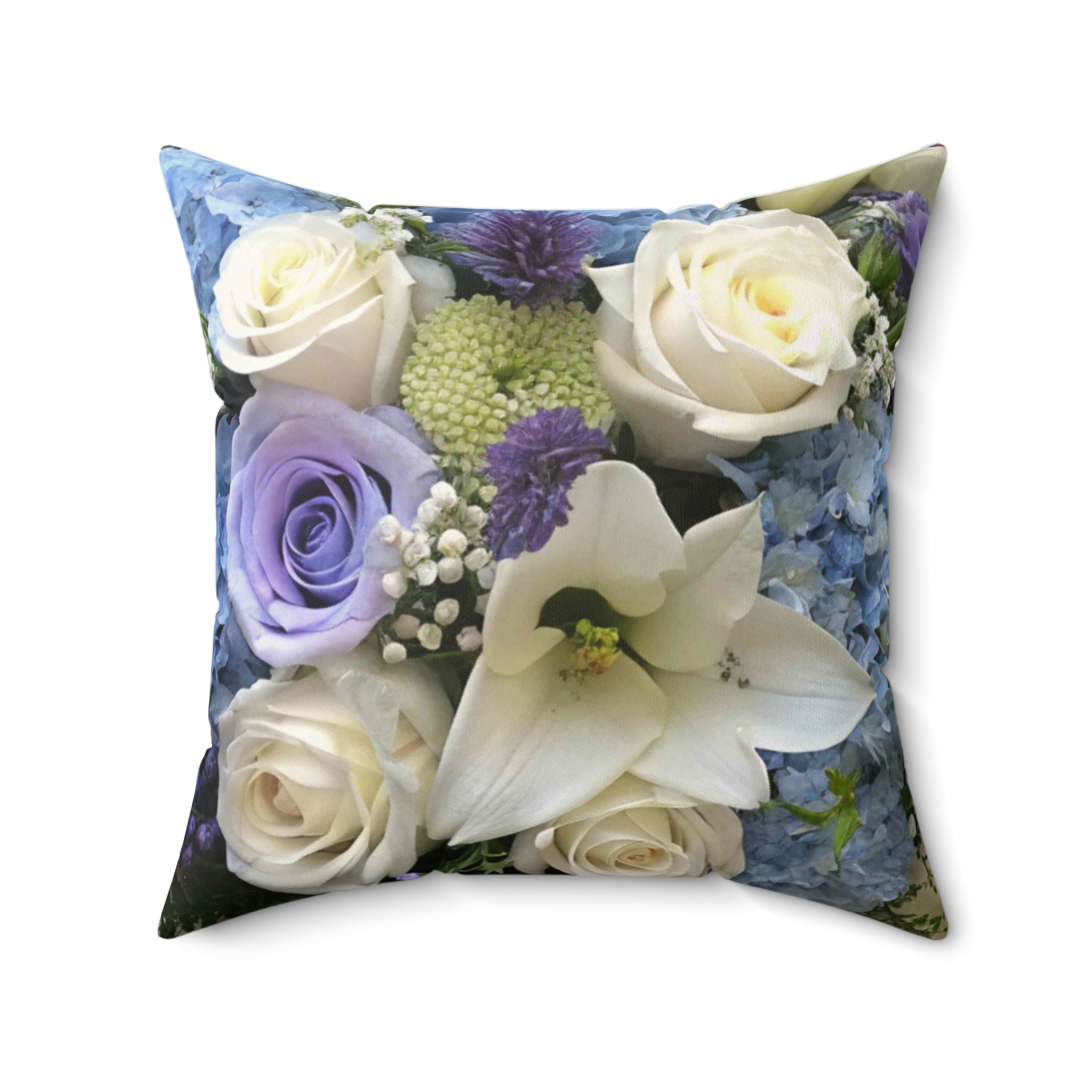 White and Lavender Floral Bouquet Pillow | Square Pillow product thumbnail image
