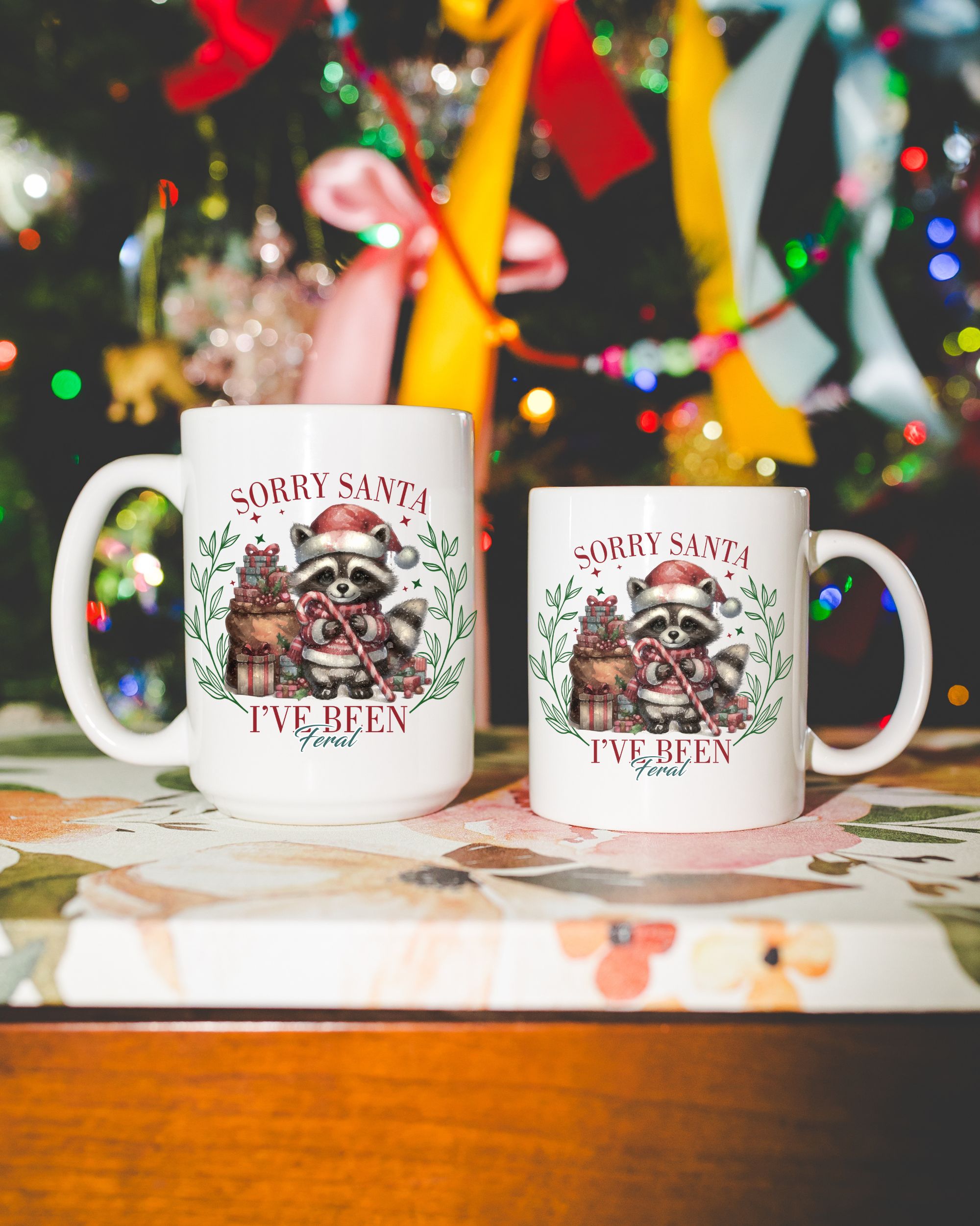 Sorry Santa I’ve Been Feral Raccoon Mug – Funny Christmas Ceramic Coffee Cup, Cute Humor Holiday Gift for Moms, Trendy Animal Graphic Mug product thumbnail image Sorry Santa I’ve Been Feral Raccoon Mug – Funny Christmas Ceramic Coffee Cup, Cute Humor Holiday Gift for Moms, Trendy Animal Graphic Mug product thumbnail image