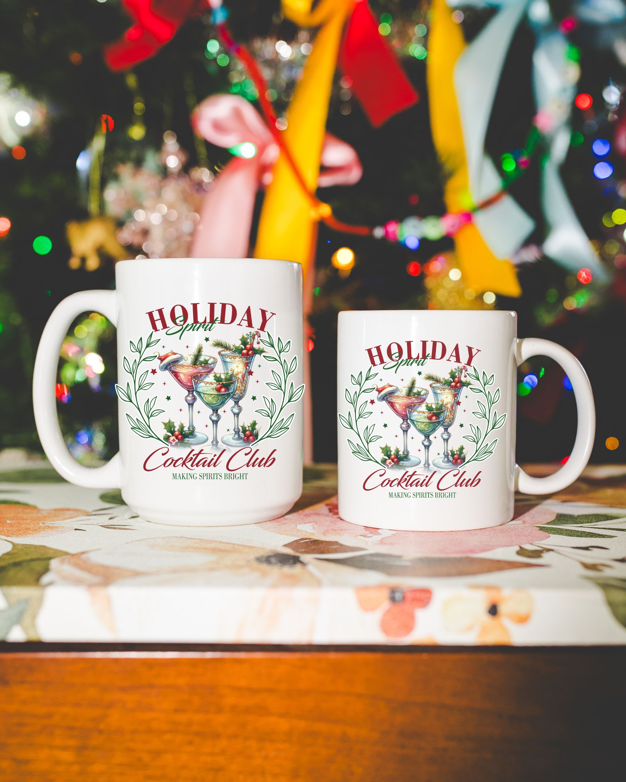 Holiday Spirit Cocktail Club Mug – Christmas Cocktail Ceramic Cup, Festive Coquette Holiday product thumbnail image
