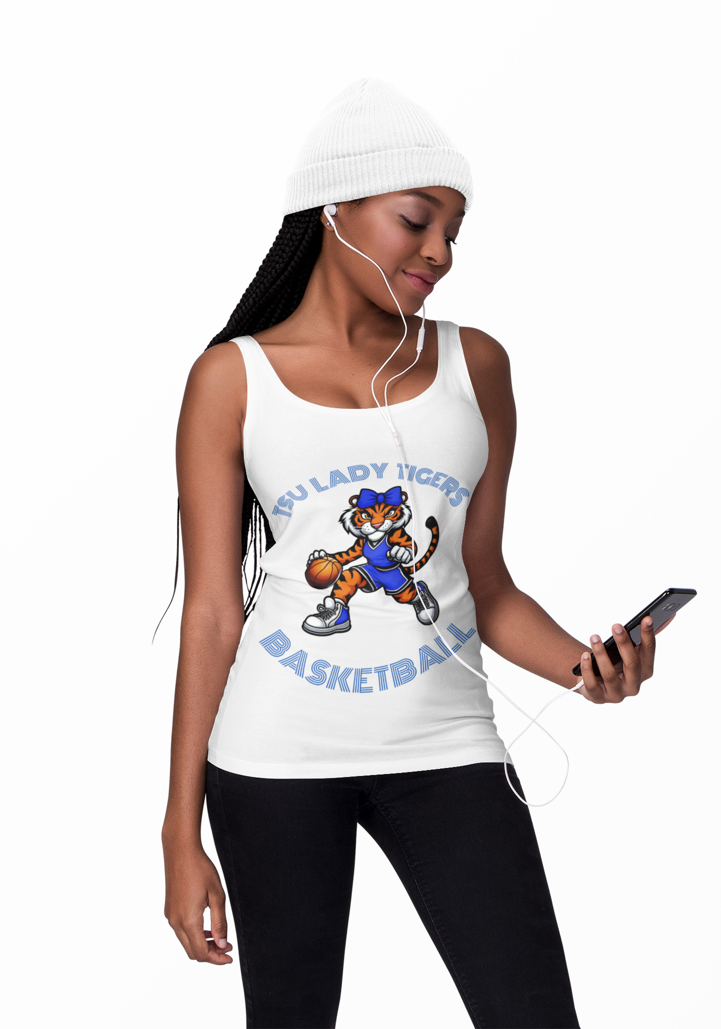Lady Tigers Basketball Animation Racerback Tank - Sporty Women's Tee for Fitness, Beach, Team Events, Gym Wear, Workout Gear