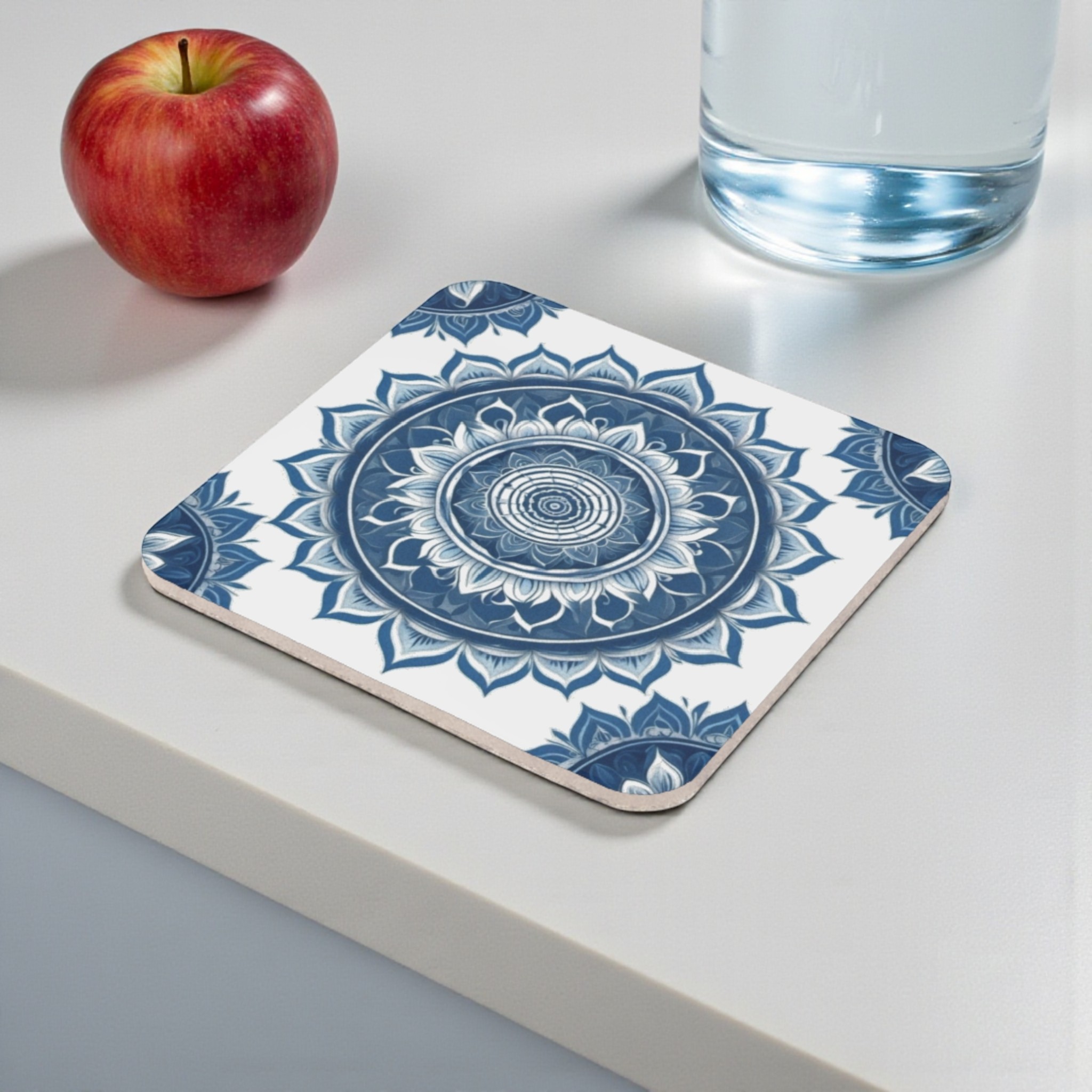 Ocean Blue Mandala Cork Back Coaster