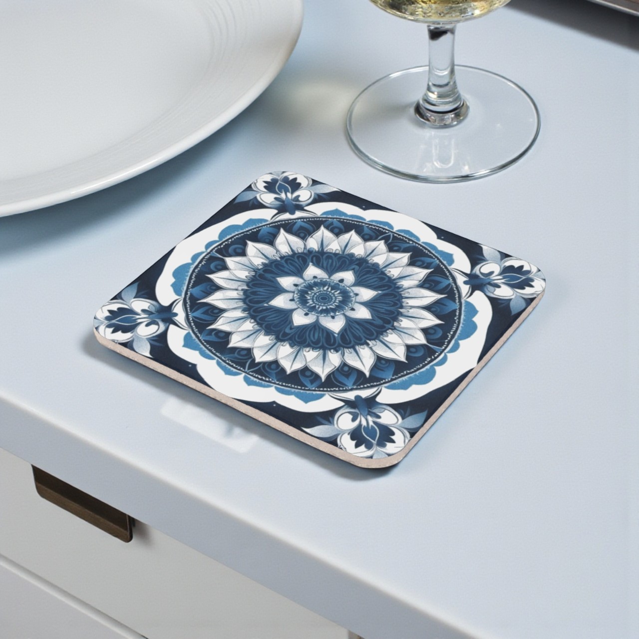 Deep Indigo Mandala Cork Back Coaster