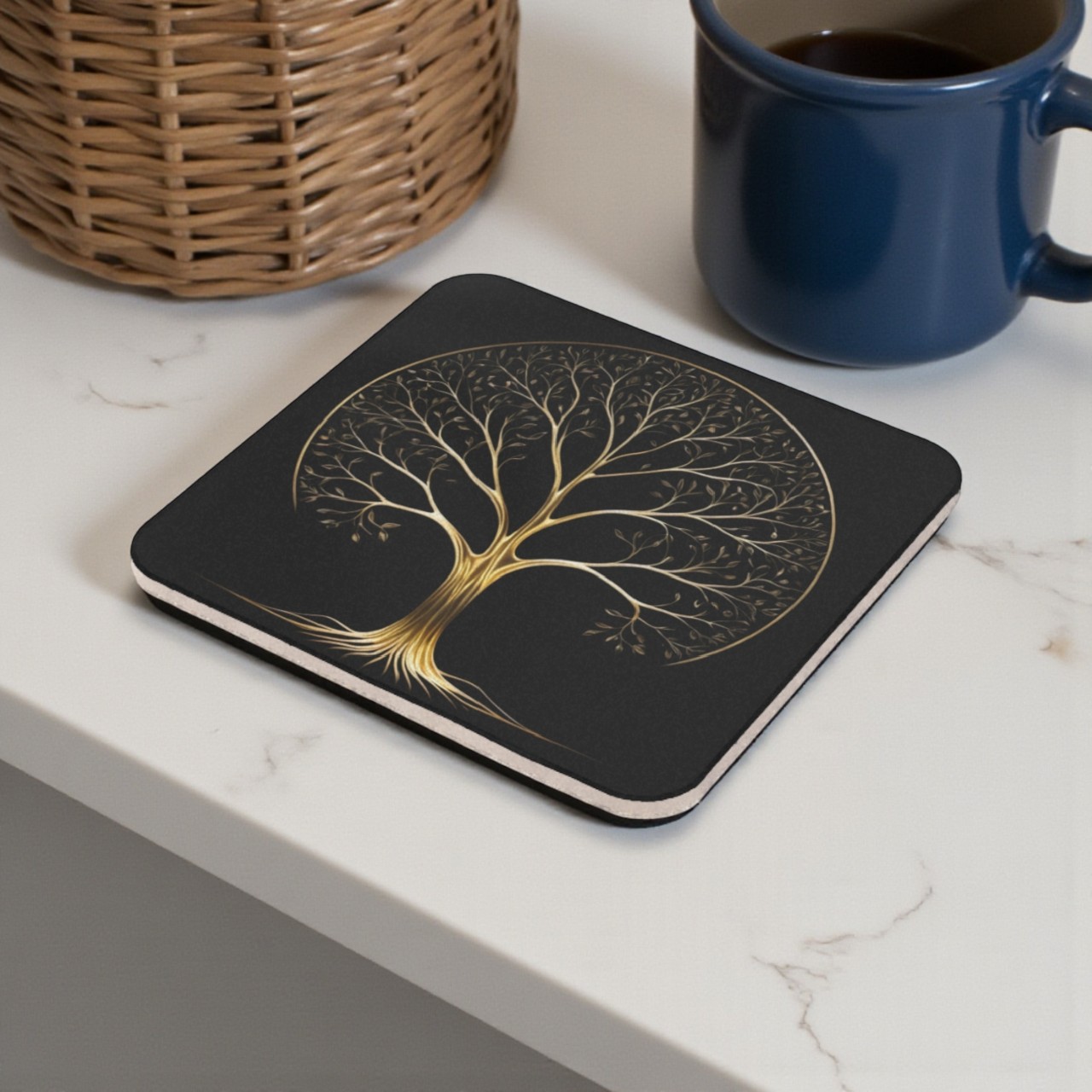 Luxurious Tree Silhouette Cork Back Coaster