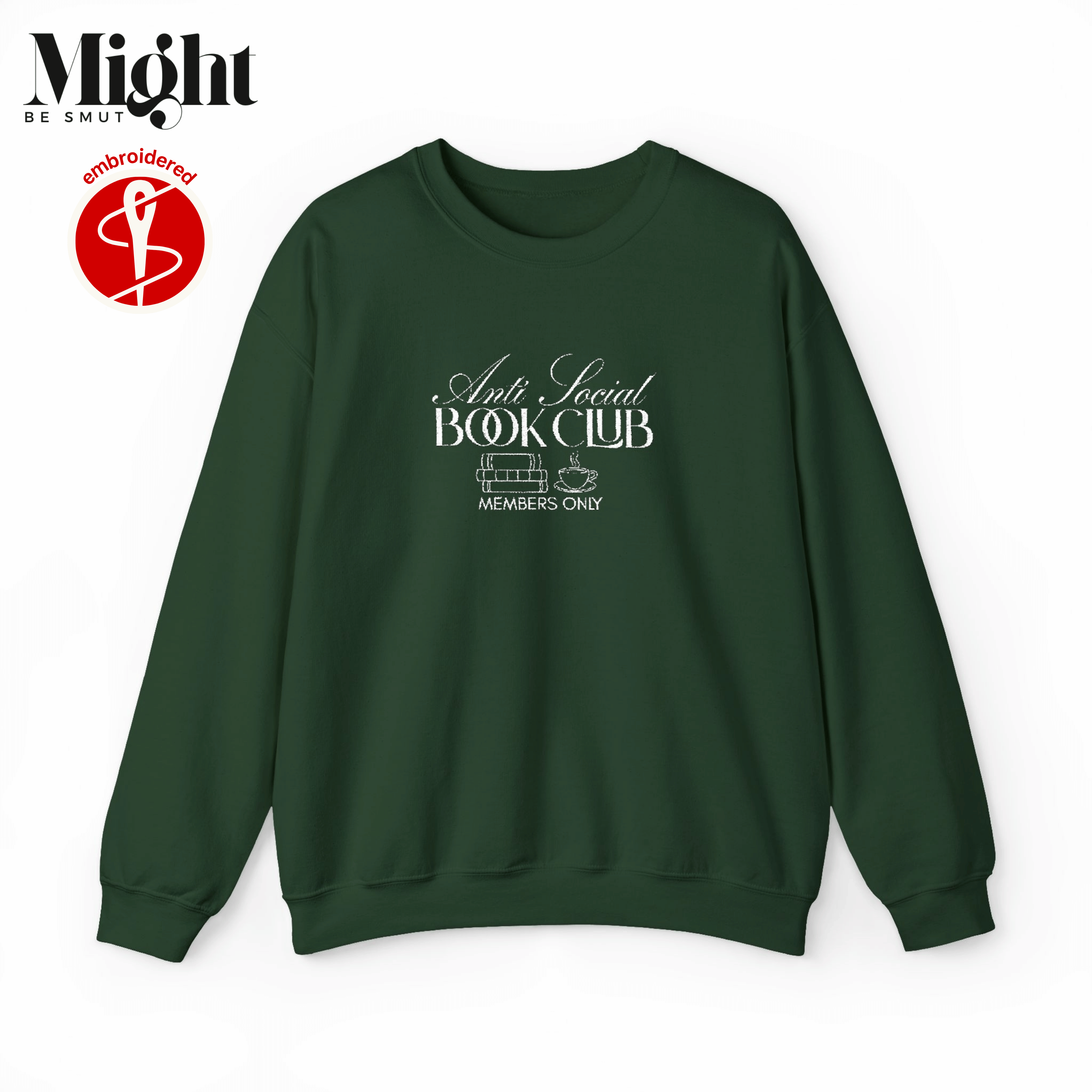 Embroidered Anti Social Book Club Crewneck Sweatshirt  product thumbnail image