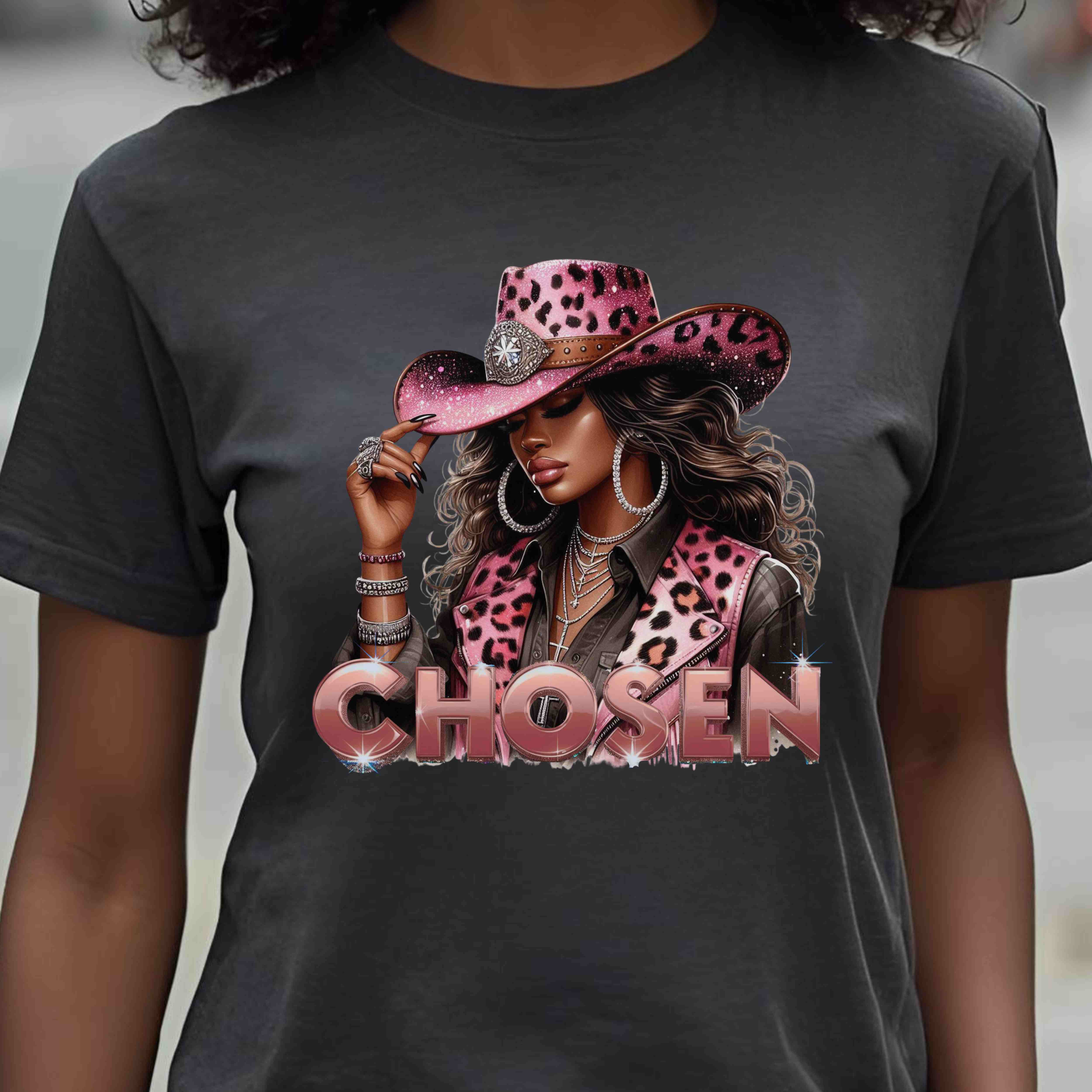 "Chosen" Faith Based Women’s Cotton Short Sleeve T-Shirt – Identity. Purpose. Power. Cowgirl Graphic product thumbnail image "Chosen" Faith Based Women’s Cotton Short Sleeve T-Shirt – Identity. Purpose. Power. Cowgirl Graphic product thumbnail image