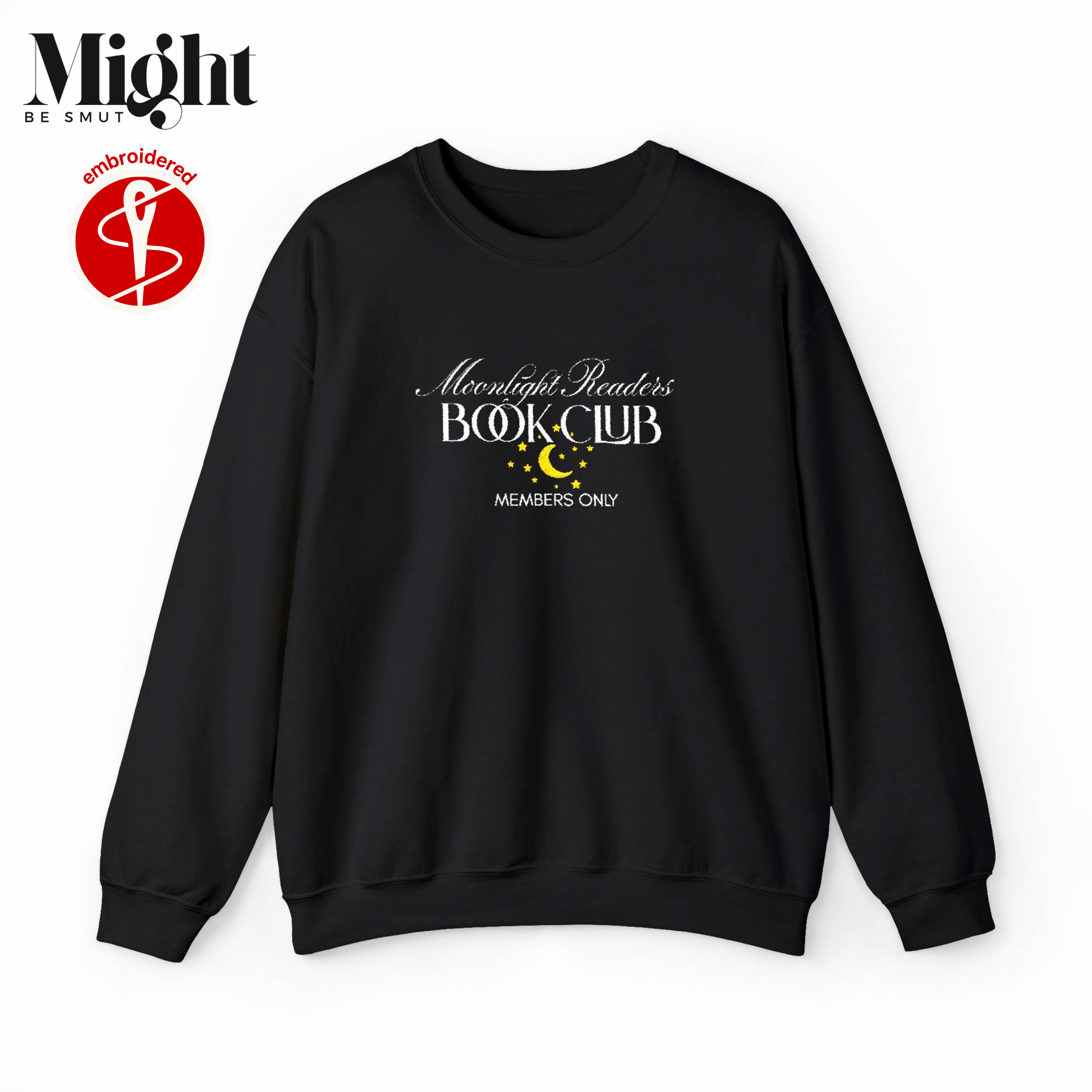 Embroidered Moonlight Readers Book Club Crewneck Sweatshirt product thumbnail image Embroidered Moonlight Readers Book Club Crewneck Sweatshirt product thumbnail image