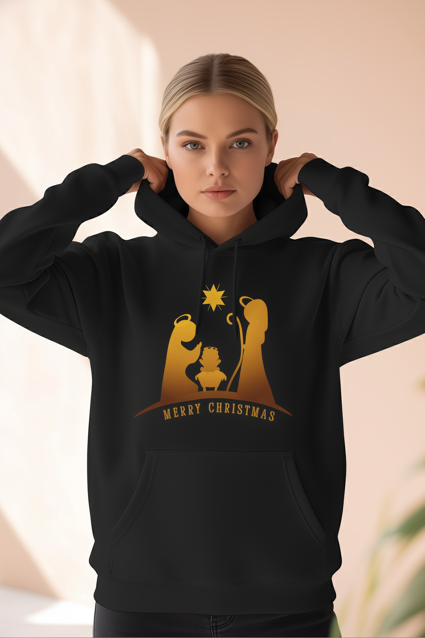 Nativity Blessings Hoodie — Christmas Nativity Scene Fleece Pullover product thumbnail image