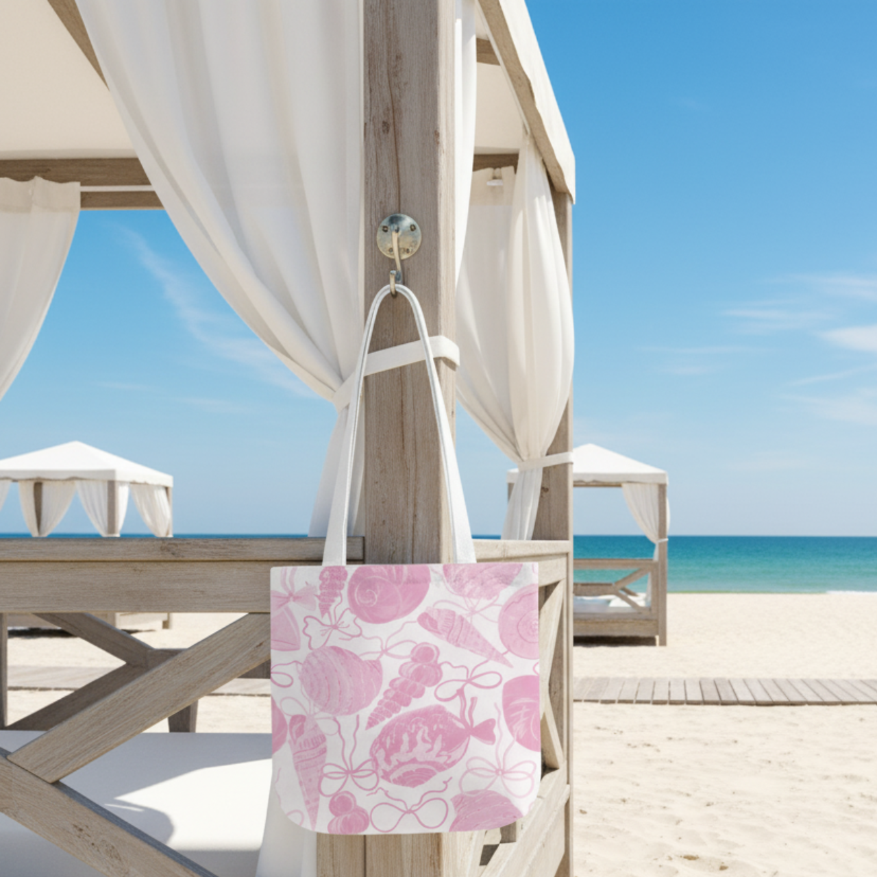 Pink Seashell Pattern Tote Bag | Coastal Beach Tote | Summer Lovin’ Co. | Aesthetic Pastel Bag for Travel, Shopping & Everyday Use product thumbnail image Pink Seashell Pattern Tote Bag | Coastal Beach Tote | Summer Lovin’ Co. | Aesthetic Pastel Bag for Travel, Shopping & Everyday Use product thumbnail image