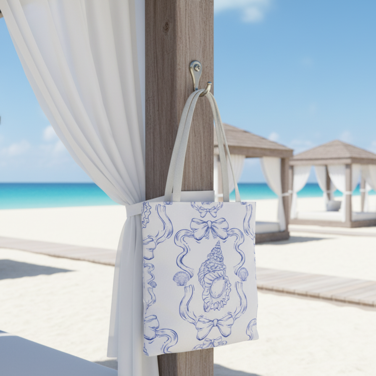 Coquette Coastal Shell Tote Bag | Blue Seashell Bow Design | Aesthetic Beach Tote | Summer Lovin’ Co. | Travel, Beach & Everyday Bag product thumbnail image Coquette Coastal Shell Tote Bag | Blue Seashell Bow Design | Aesthetic Beach Tote | Summer Lovin’ Co. | Travel, Beach & Everyday Bag product thumbnail image