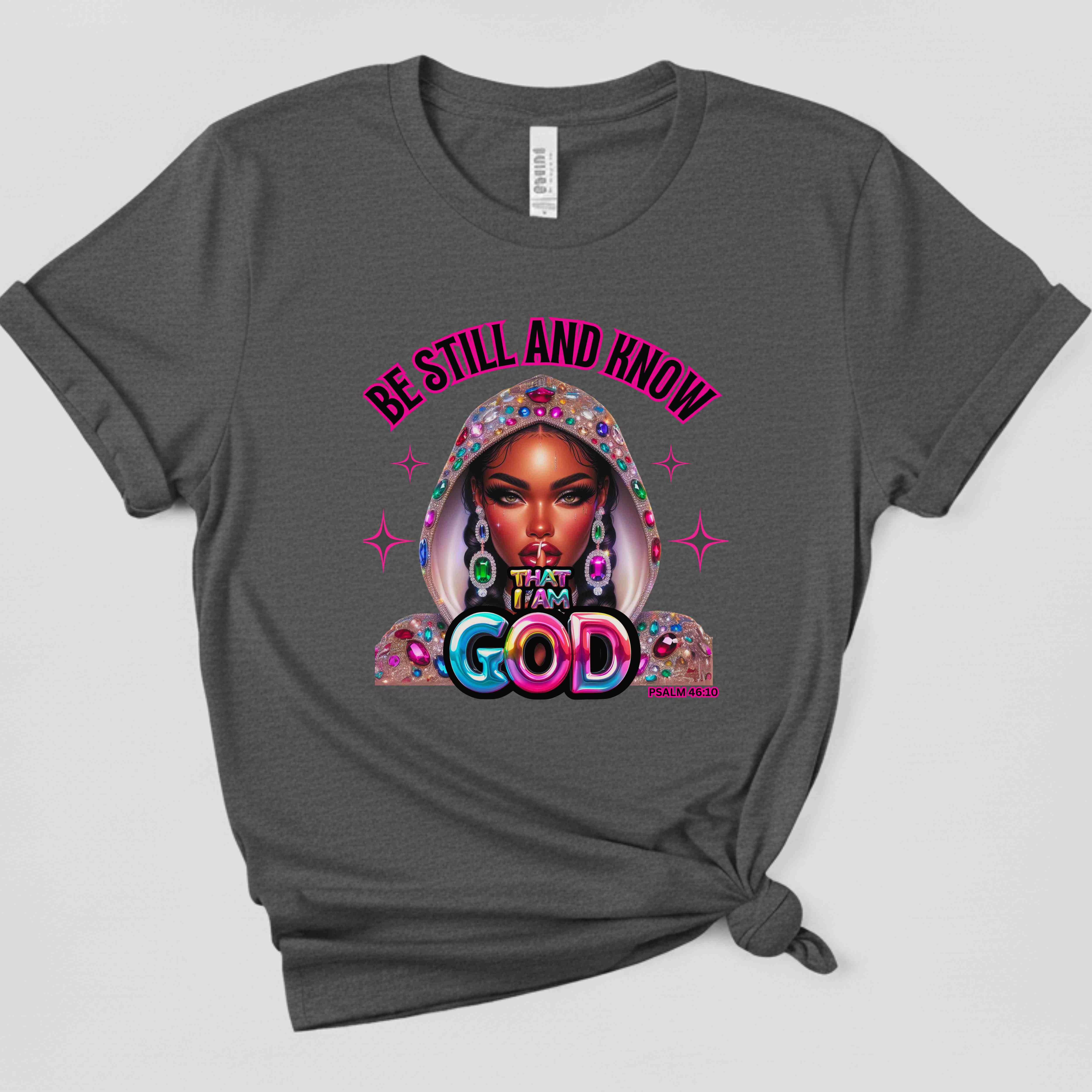 "Be Still and Know God T-Shirt" — Inspirational Faith Graphic Women's Cotton Short Sleeve T-Shirt product thumbnail image "Be Still and Know God T-Shirt" — Inspirational Faith Graphic Women's Cotton Short Sleeve T-Shirt product thumbnail image