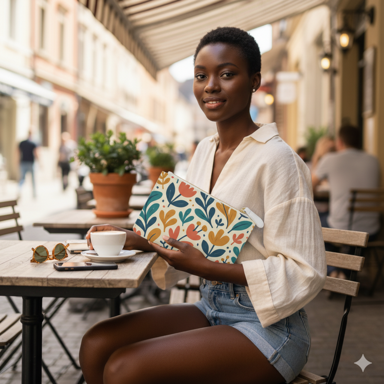 Floral Mini Clutch Bag – Colorful Retro Tulip Pattern Coin Purse product thumbnail image