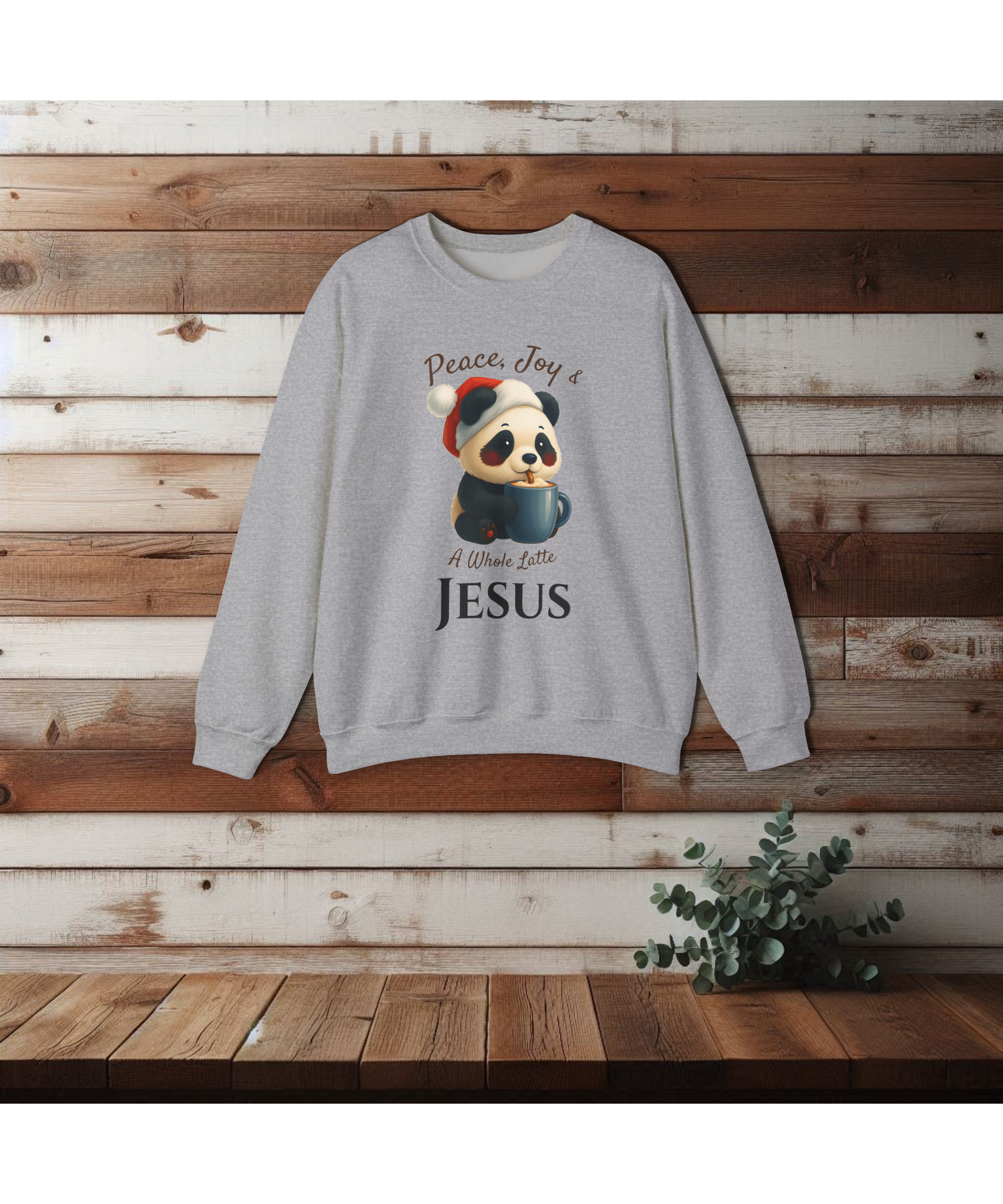 Peace Joy & A Whole Latte Jesus Christian Christmas Sweatshirt | Faith-Inspired Holiday Pullover | Cozy Christian Apparel | Christmas Apparel | Panda | Animal Christmas | Jesus & Coffee product thumbnail image Peace Joy & A Whole Latte Jesus Christian Christmas Sweatshirt | Faith-Inspired Holiday Pullover | Cozy Christian Apparel | Christmas Apparel | Panda | Animal Christmas | Jesus & Coffee product thumbnail image