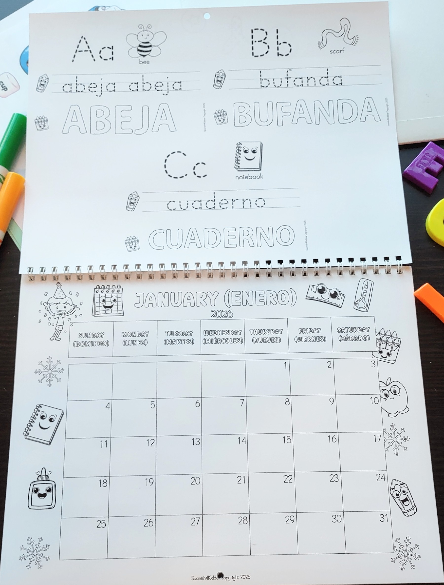 12- Month 2026 Wall Coloring Calendar for Kids with Activities product thumbnail image 12- Month 2026 Wall Coloring Calendar for Kids with Activities product thumbnail image