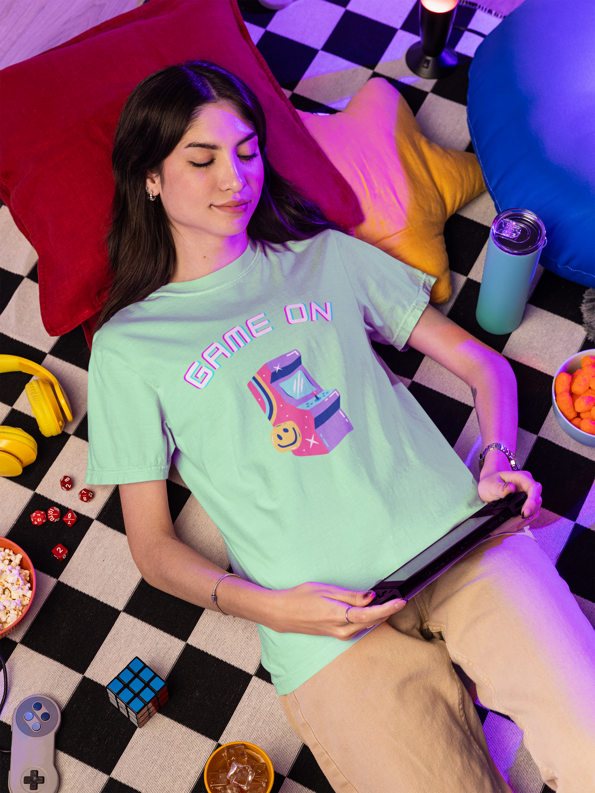 Arcade 'Game On' T-Shirt — Retro Gaming Tee with Neon Arcade Machine product thumbnail image Arcade 'Game On' T-Shirt — Retro Gaming Tee with Neon Arcade Machine product thumbnail image