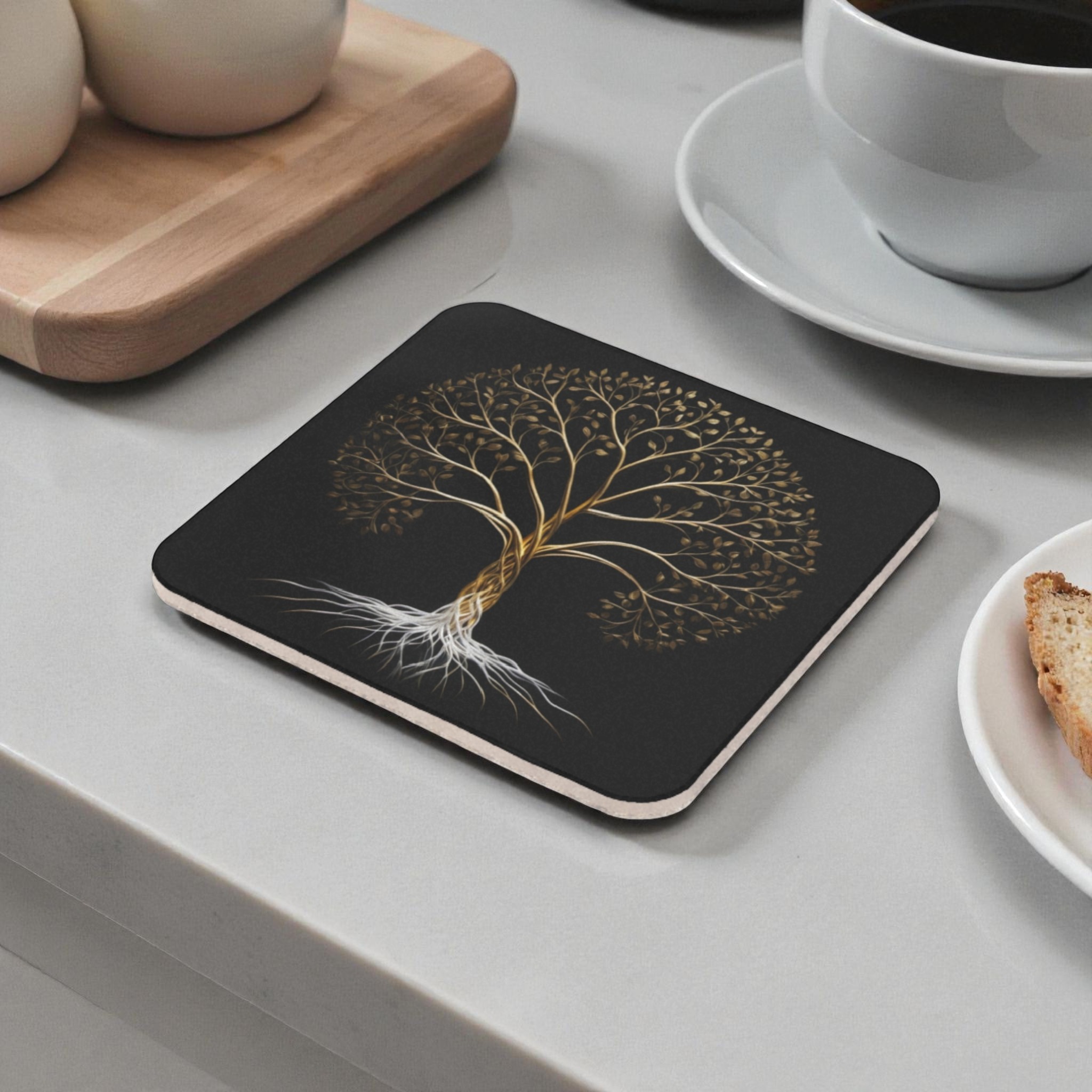 Majestic Gold Tree Cork Back Coaster