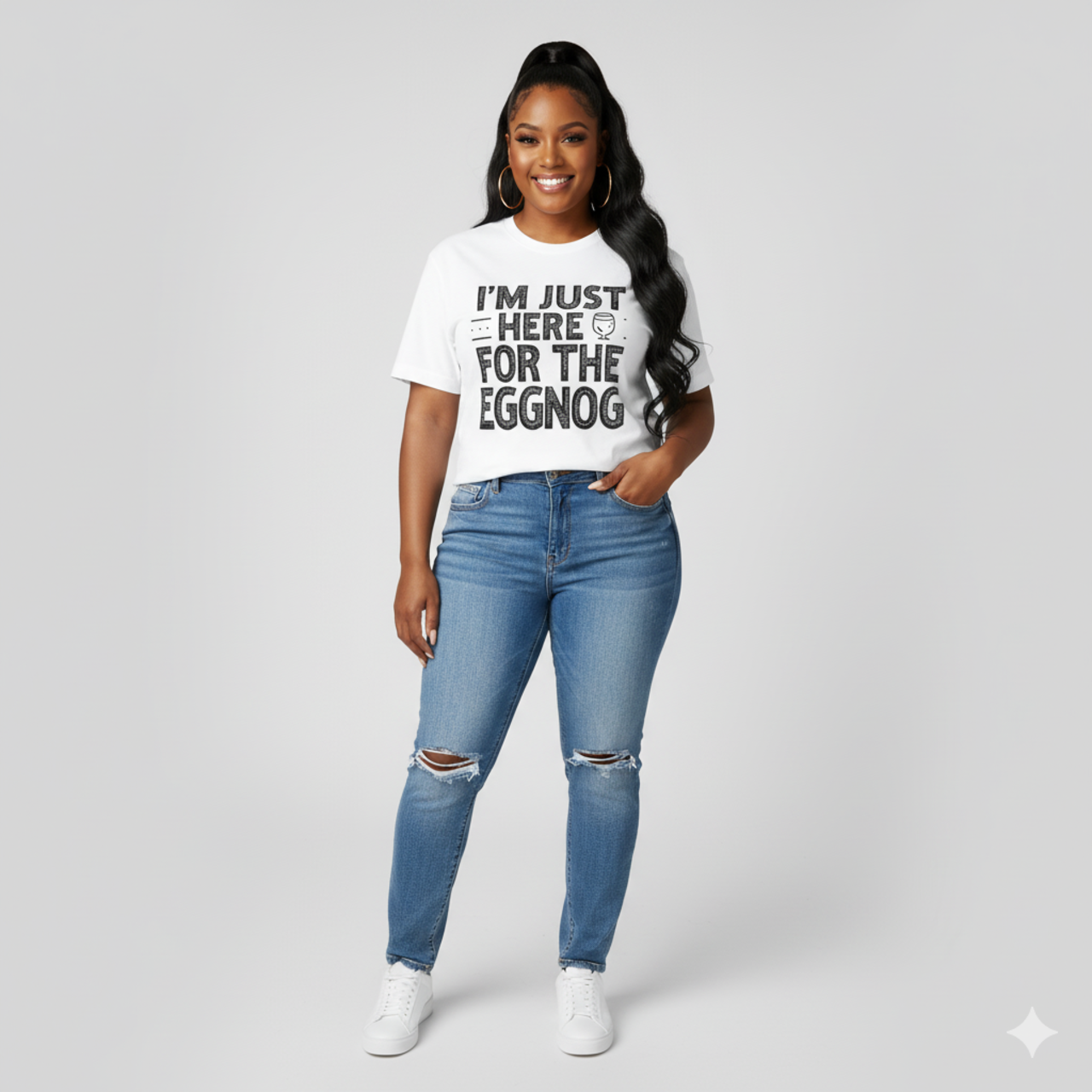 I'm Just Here for the Eggnog T-Shirt — Funny Holiday Christmas Party Tee