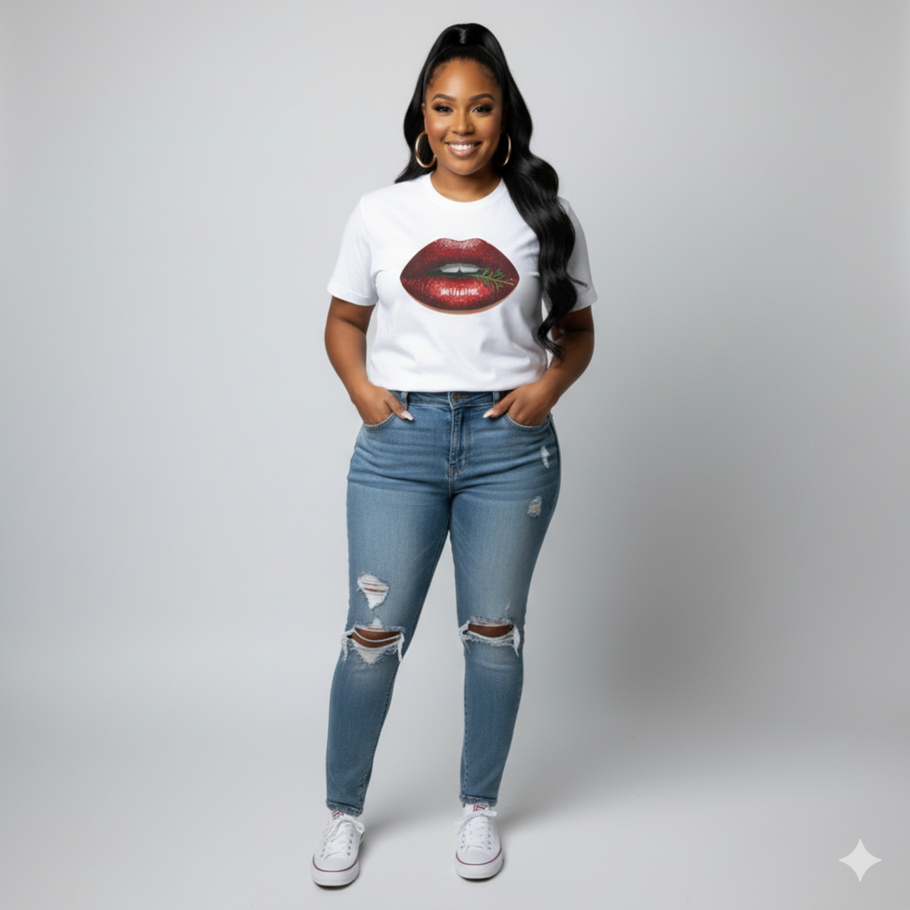 Strawberry Kiss Tee — Red Lip Graphic T-Shirt