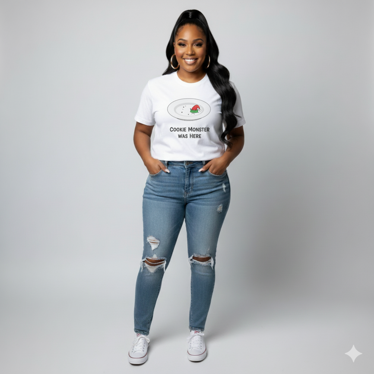 T-Shirt — "Cookie Monster Was Here" Christmas Cookie Plate Tee