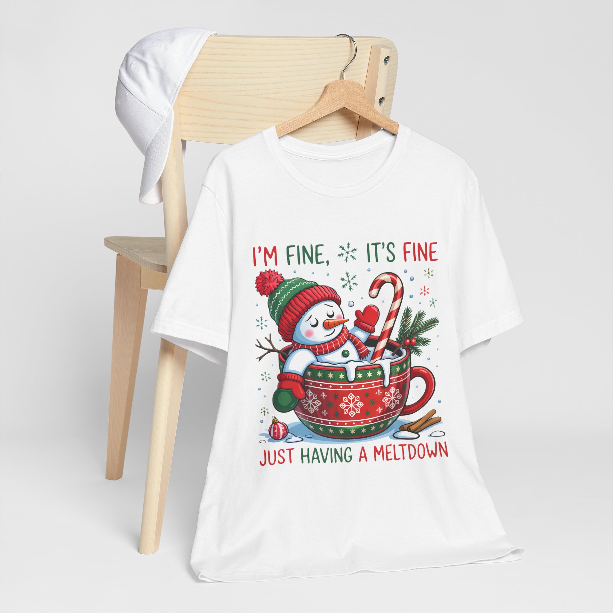 Funny Christmas Snowman Tee - "I'm Fine It's Fine Just Having a Meltdown" Holiday T-Shirt product thumbnail image