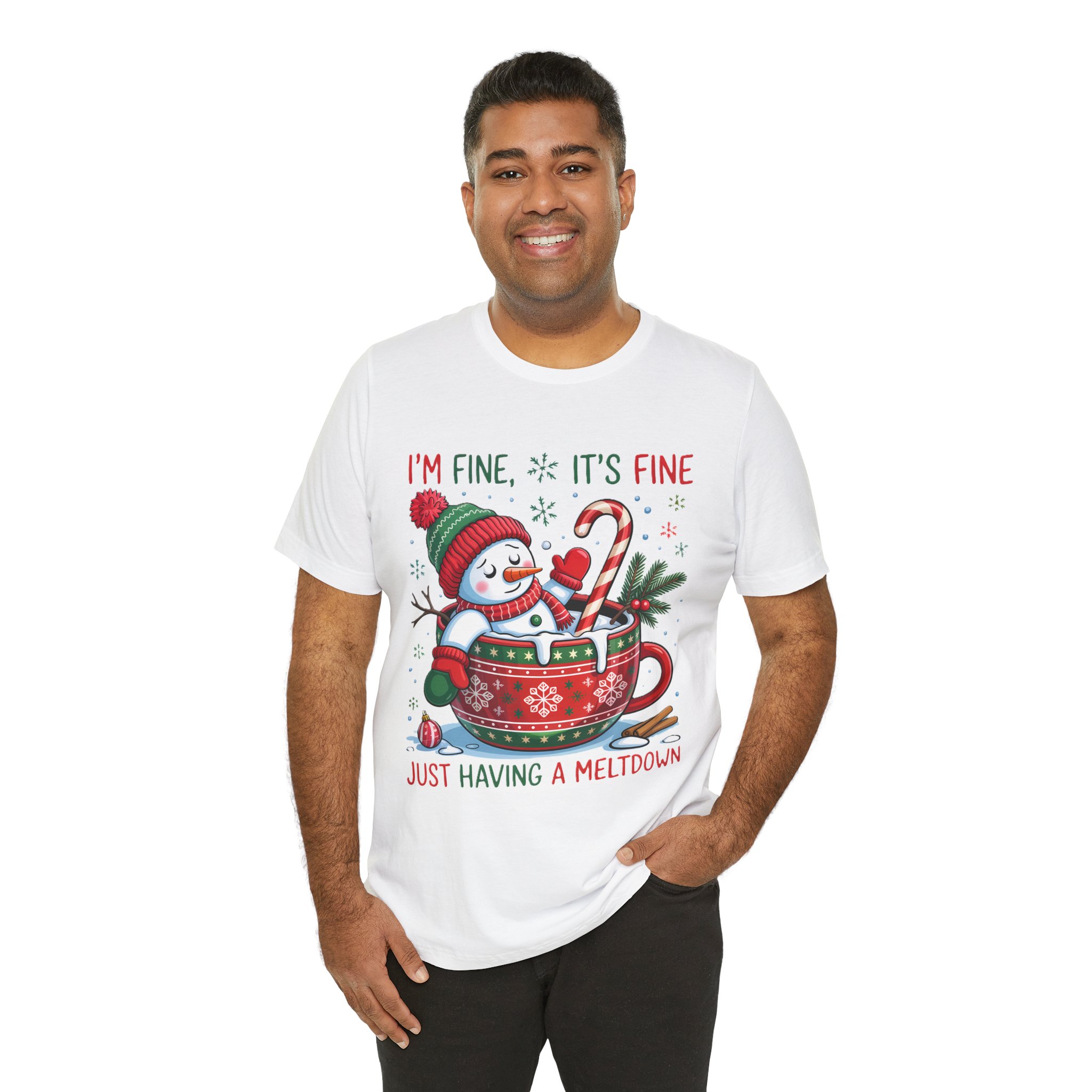 Funny Christmas Snowman Tee - "I'm Fine It's Fine Just Having a Meltdown" Holiday T-Shirt product thumbnail image Funny Christmas Snowman Tee - "I'm Fine It's Fine Just Having a Meltdown" Holiday T-Shirt product thumbnail image