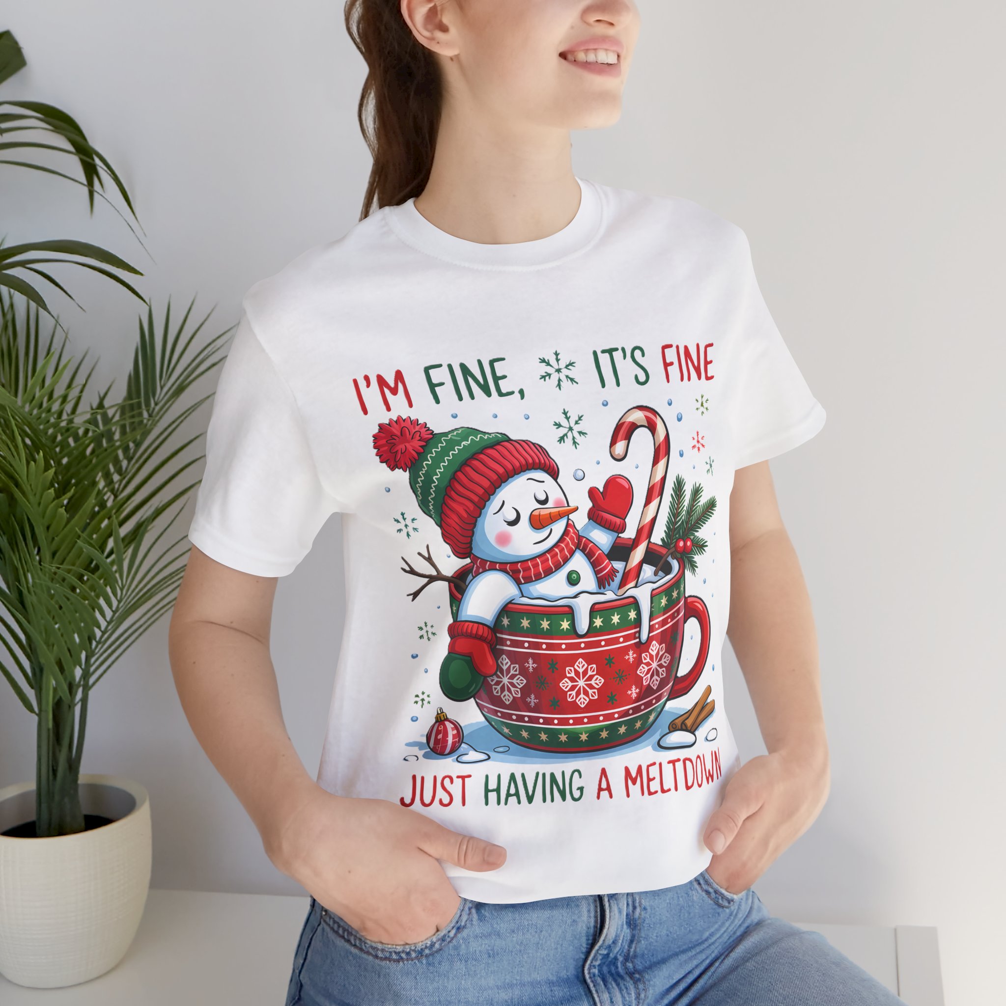 Funny Christmas Snowman Tee - "I'm Fine It's Fine Just Having a Meltdown" Holiday T-Shirt product thumbnail image Funny Christmas Snowman Tee - "I'm Fine It's Fine Just Having a Meltdown" Holiday T-Shirt product thumbnail image