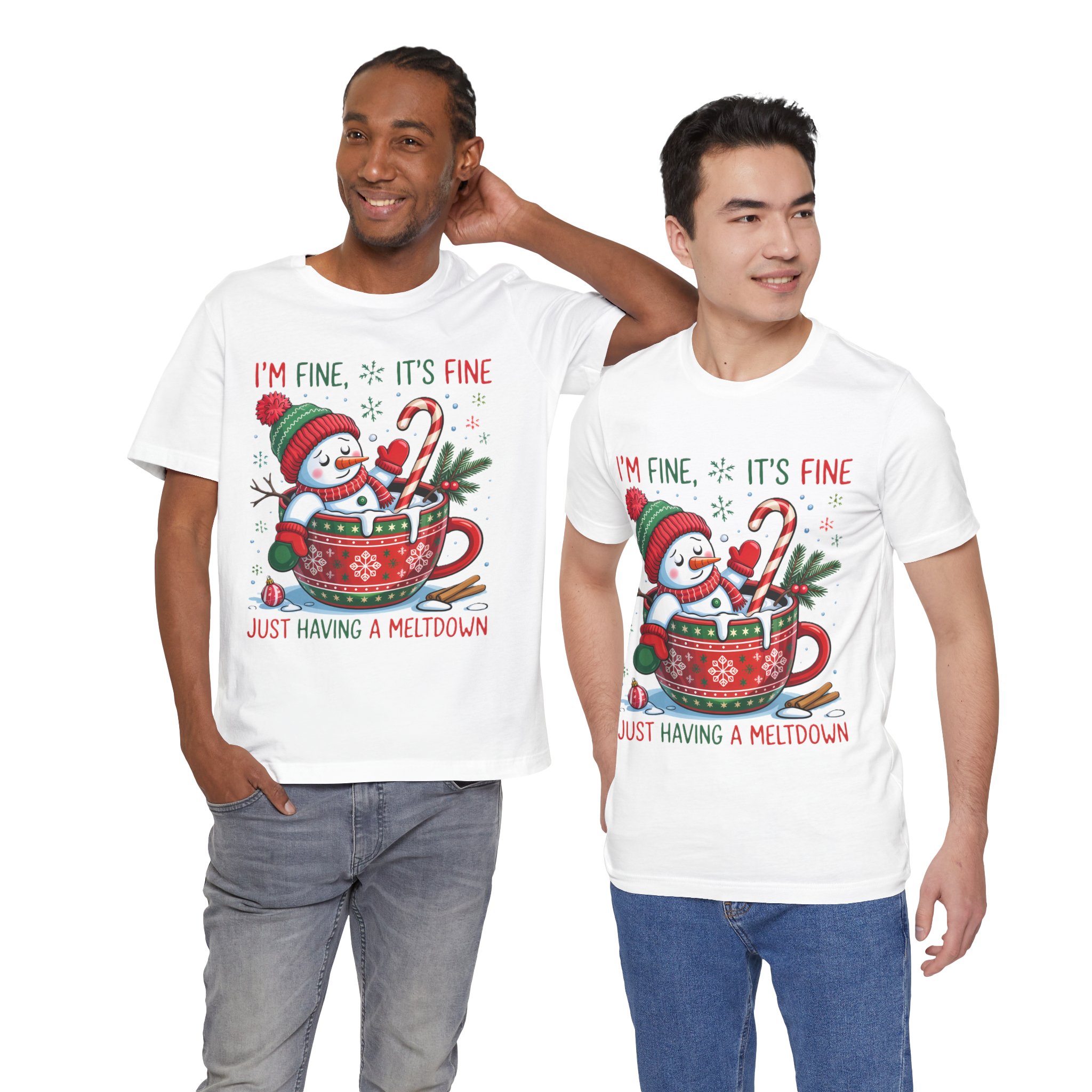 Funny Christmas Snowman Tee - "I'm Fine It's Fine Just Having a Meltdown" Holiday T-Shirt product thumbnail image