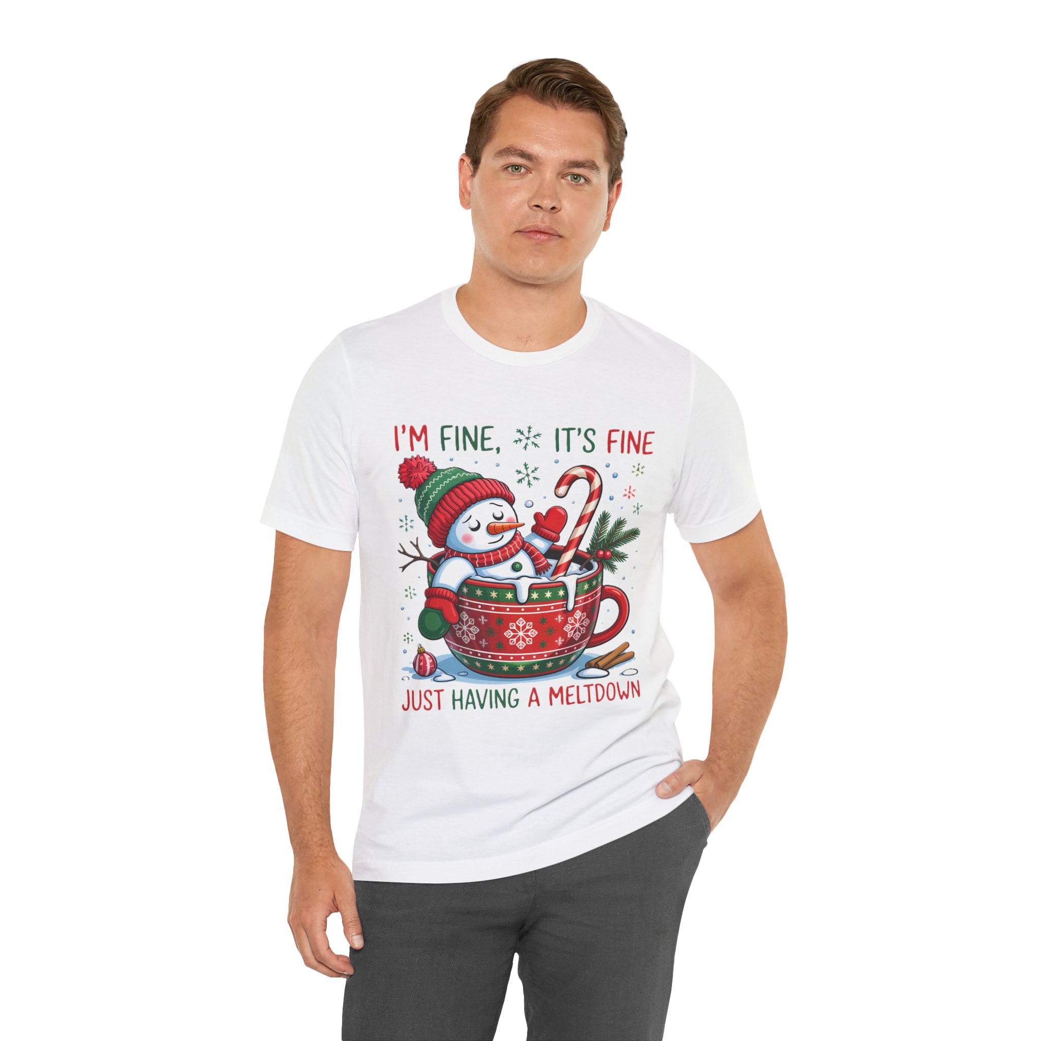 Funny Christmas Snowman Tee - "I'm Fine It's Fine Just Having a Meltdown" Holiday T-Shirt product thumbnail image Funny Christmas Snowman Tee - "I'm Fine It's Fine Just Having a Meltdown" Holiday T-Shirt product thumbnail image