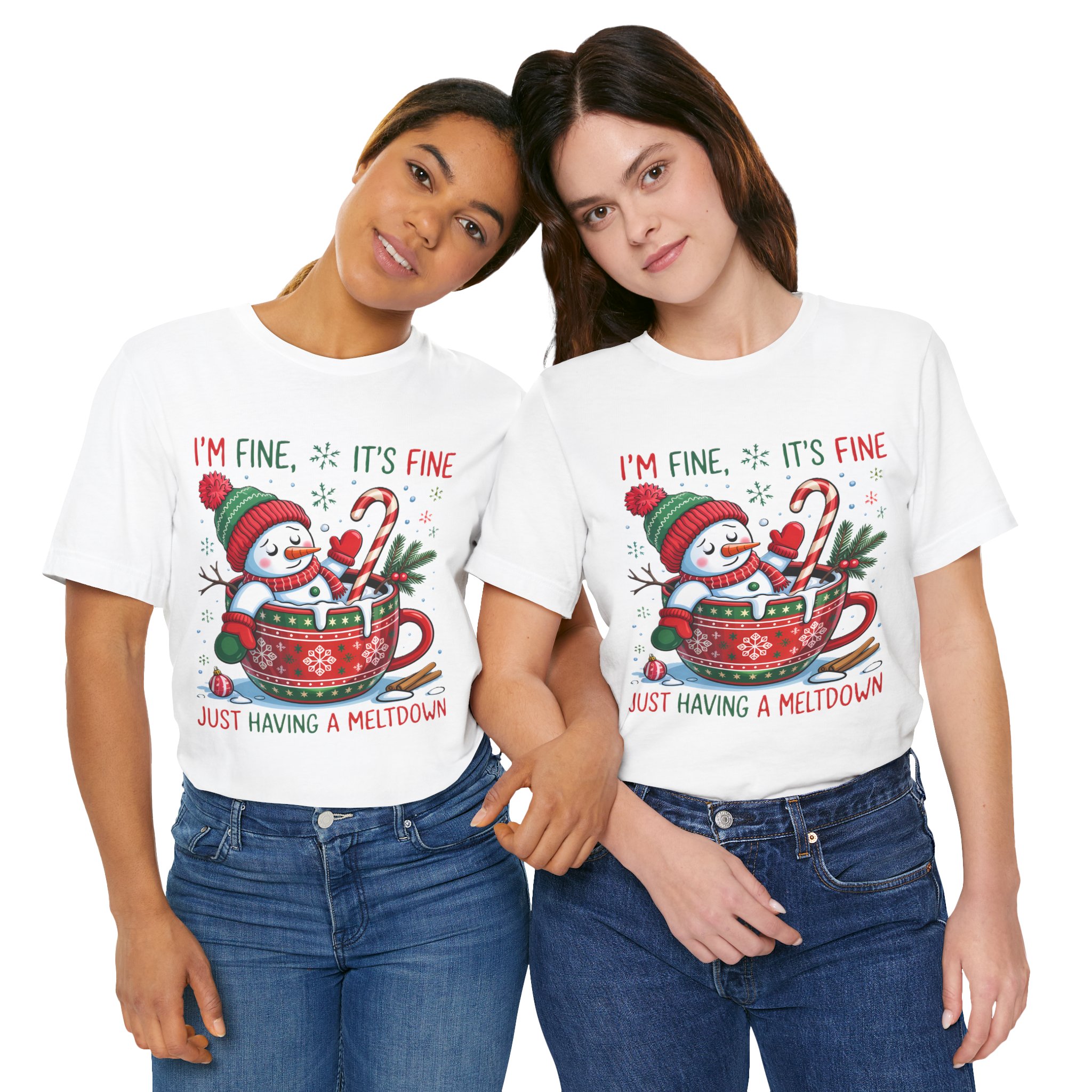 Funny Christmas Snowman Tee - "I'm Fine It's Fine Just Having a Meltdown" Holiday T-Shirt product thumbnail image