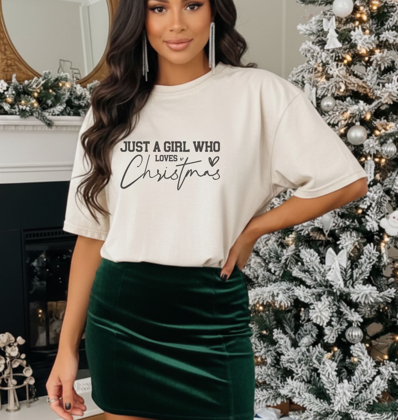 Just a Girl Who Loves Christmas T-Shirt Women's Holiday Graphic Tee Just a Girl Who Loves Christmas T-Shirt Women's Holiday Graphic Tee