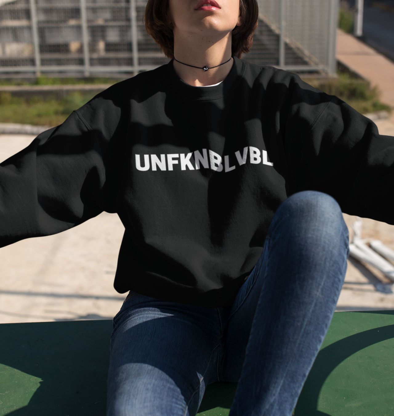 Unfknblvbl Long Sleeve Front Print Unisex Crewneck Sweatshirt